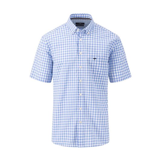 Fynch-Hatton Short Sleeve Check Shirt - Blue