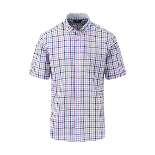 Fynch-Hatton Short Sleeve Check Shirt - Lilac