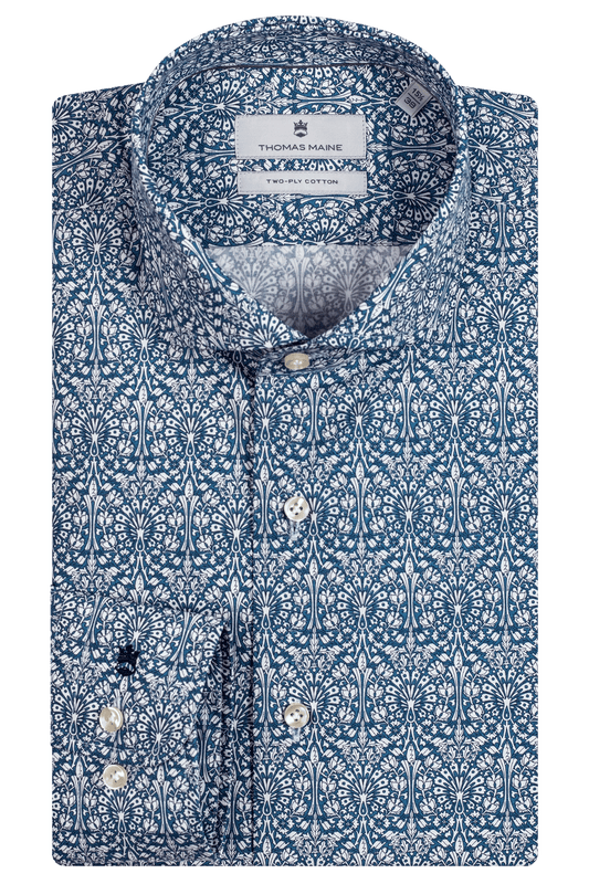 Thomas Maine Tile Print Shirt - Blue