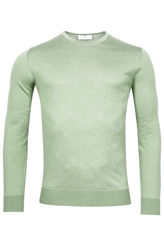 Thomas Maine Fine Merino Wool Crew Neck Pullover - Light Green