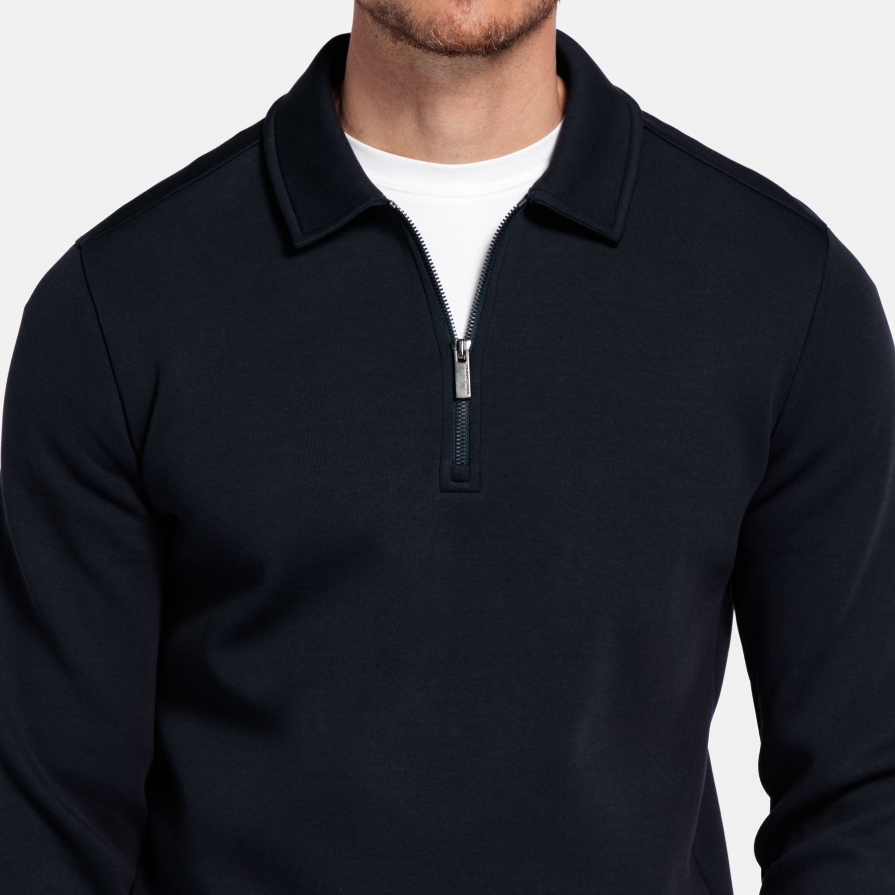 Thomas Maine Half Zip Jersey Sweatshirt - Navy