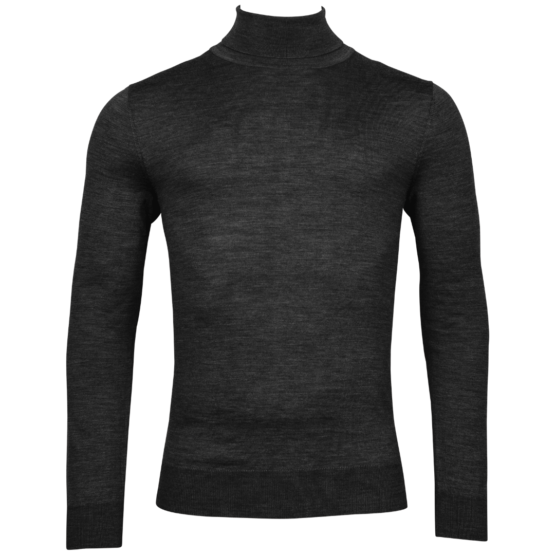 Thomas Maine Merino Wool Roll Collar - Charcoal
