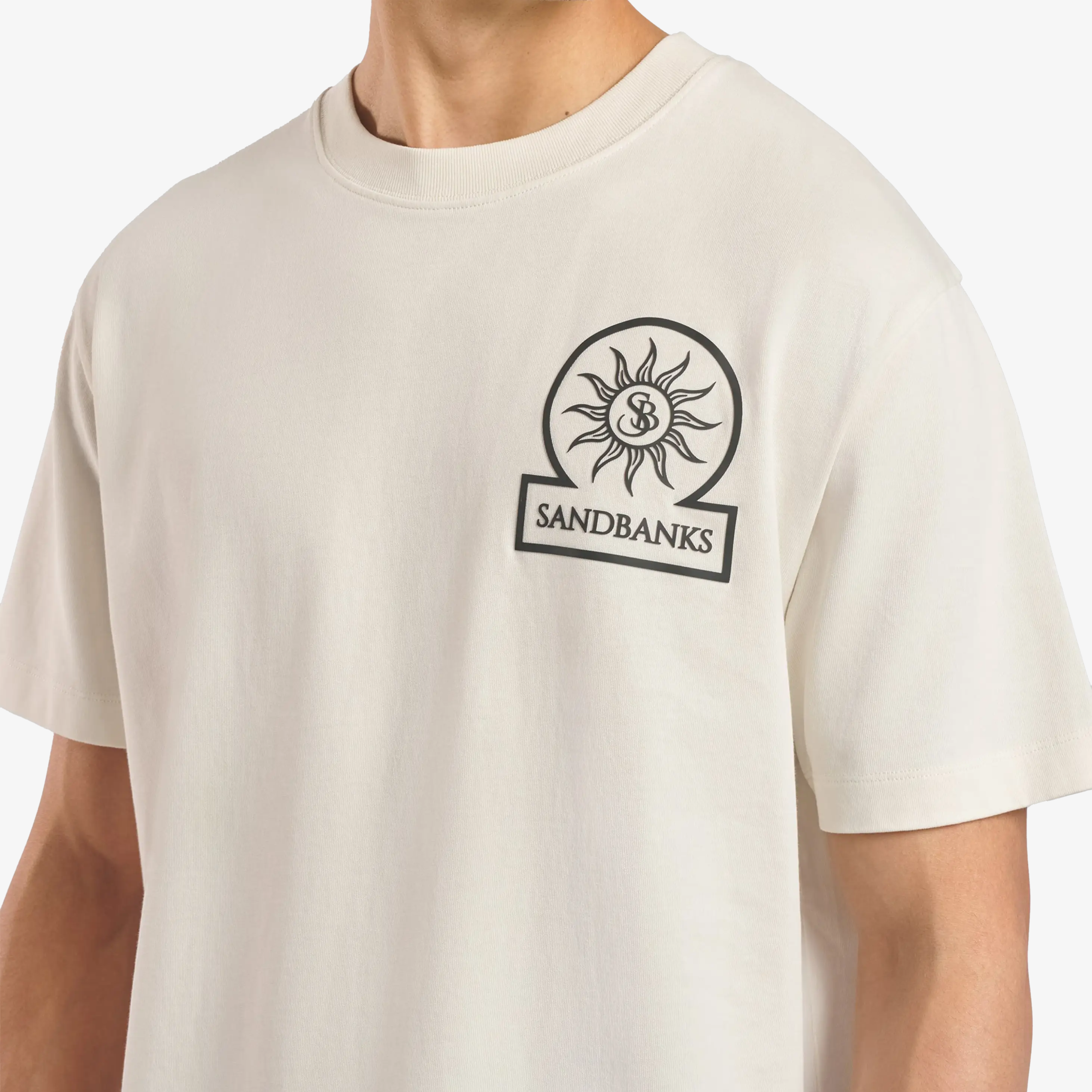 Sandbanks Logo Print Double Jersey T Shirt - Natural