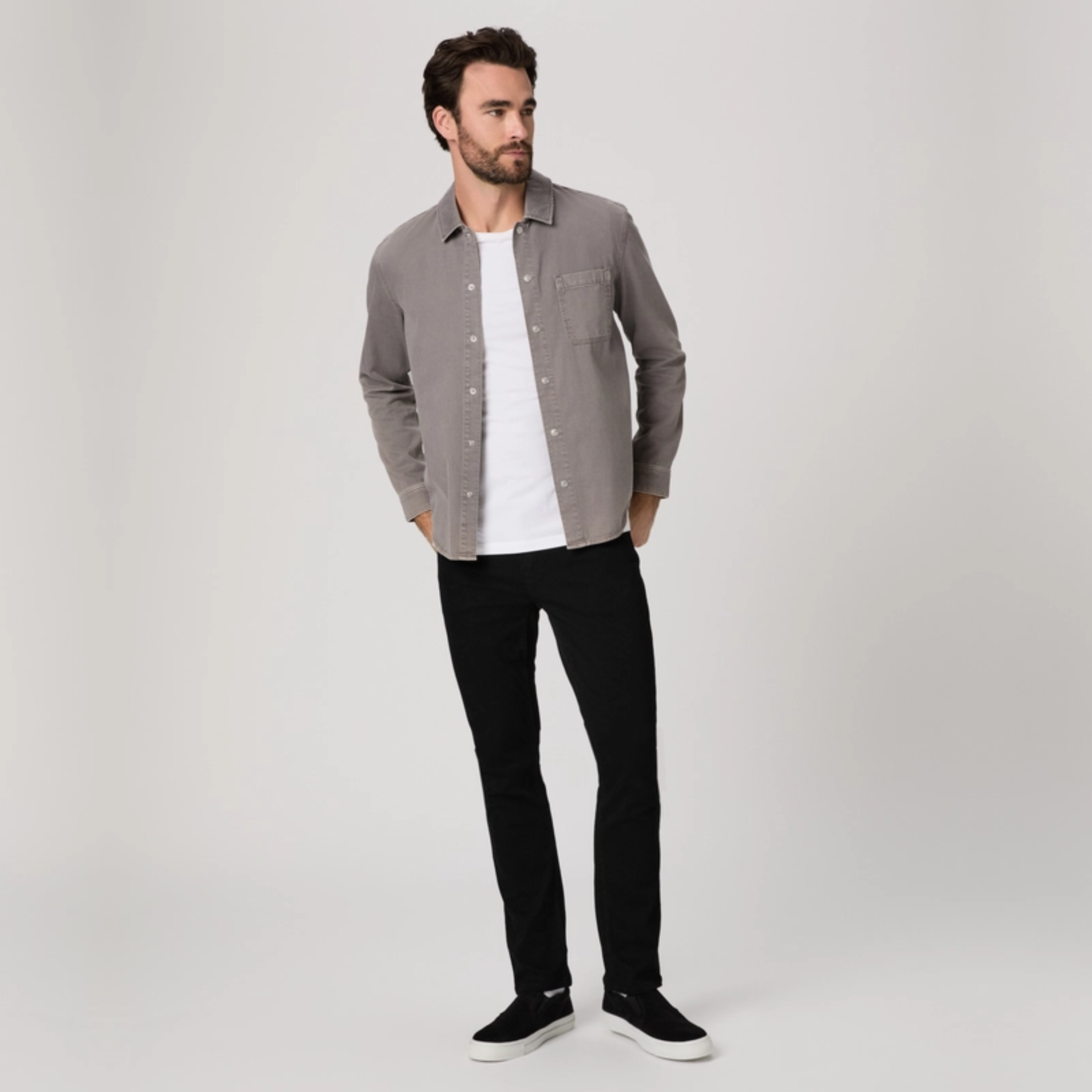 Paige Federal Slim Straight Jeans - Black Shadow