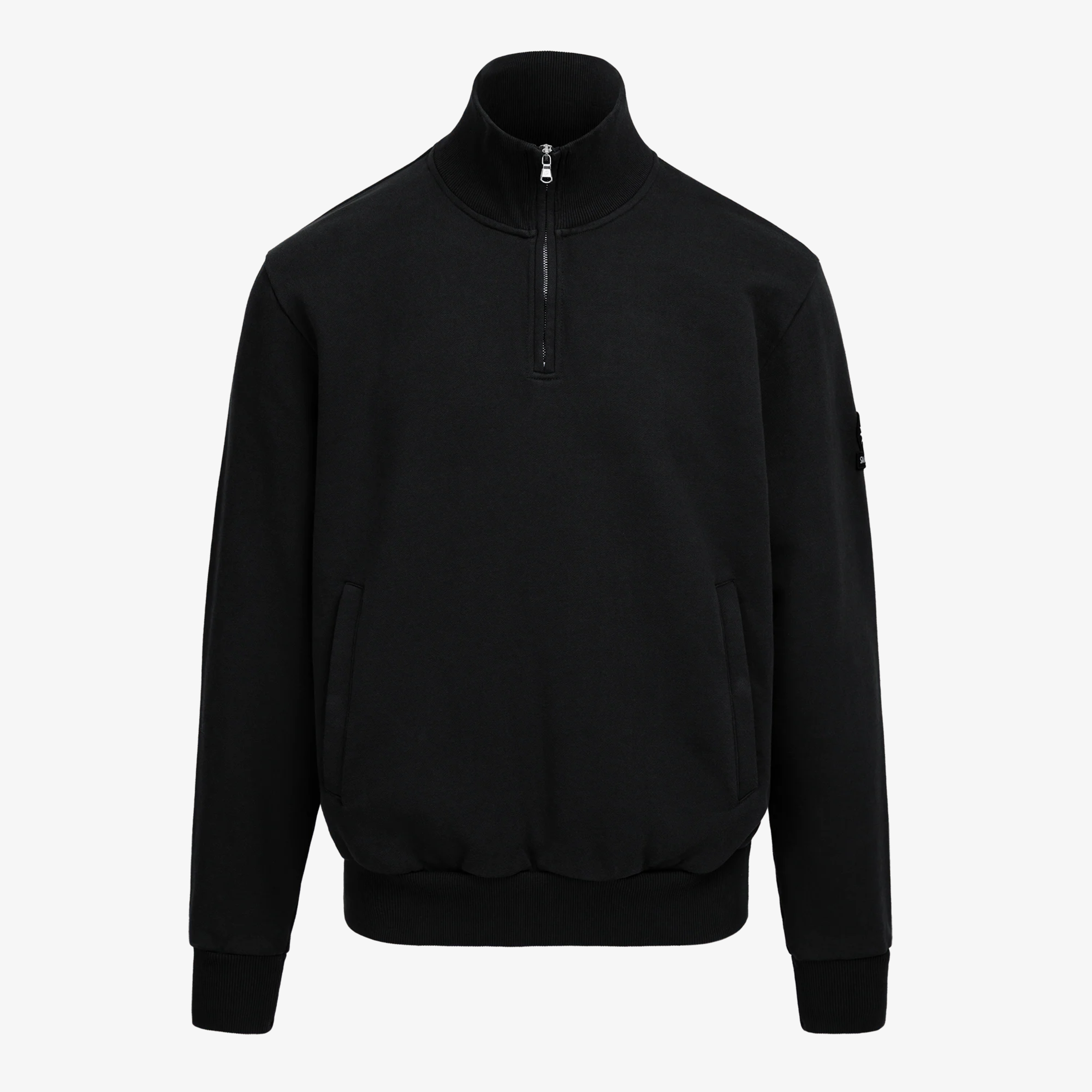 Sandbanks Badge Logo Quarter Zip Sweatshirt - Black