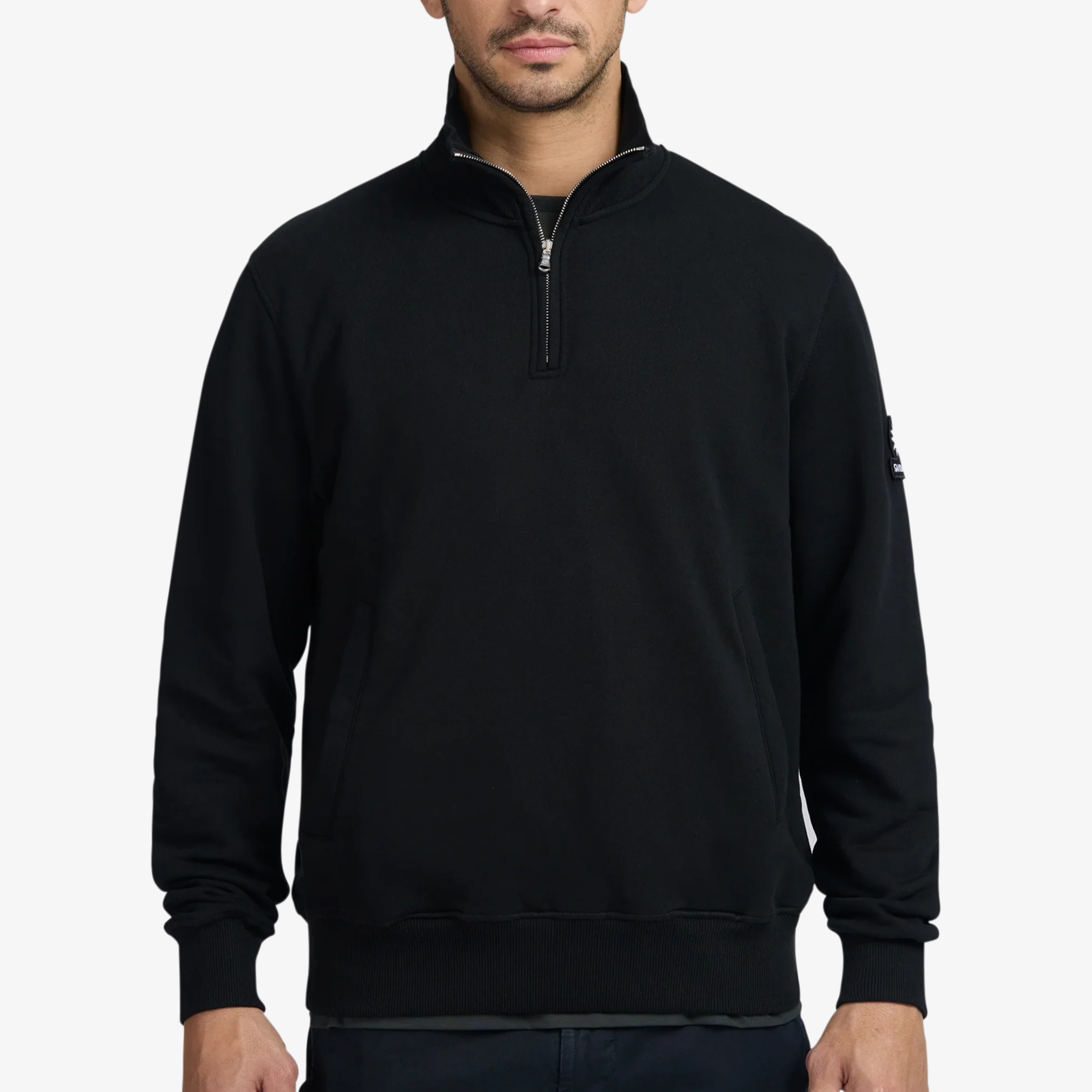 Sandbanks Badge Logo Quarter Zip Sweatshirt - Black