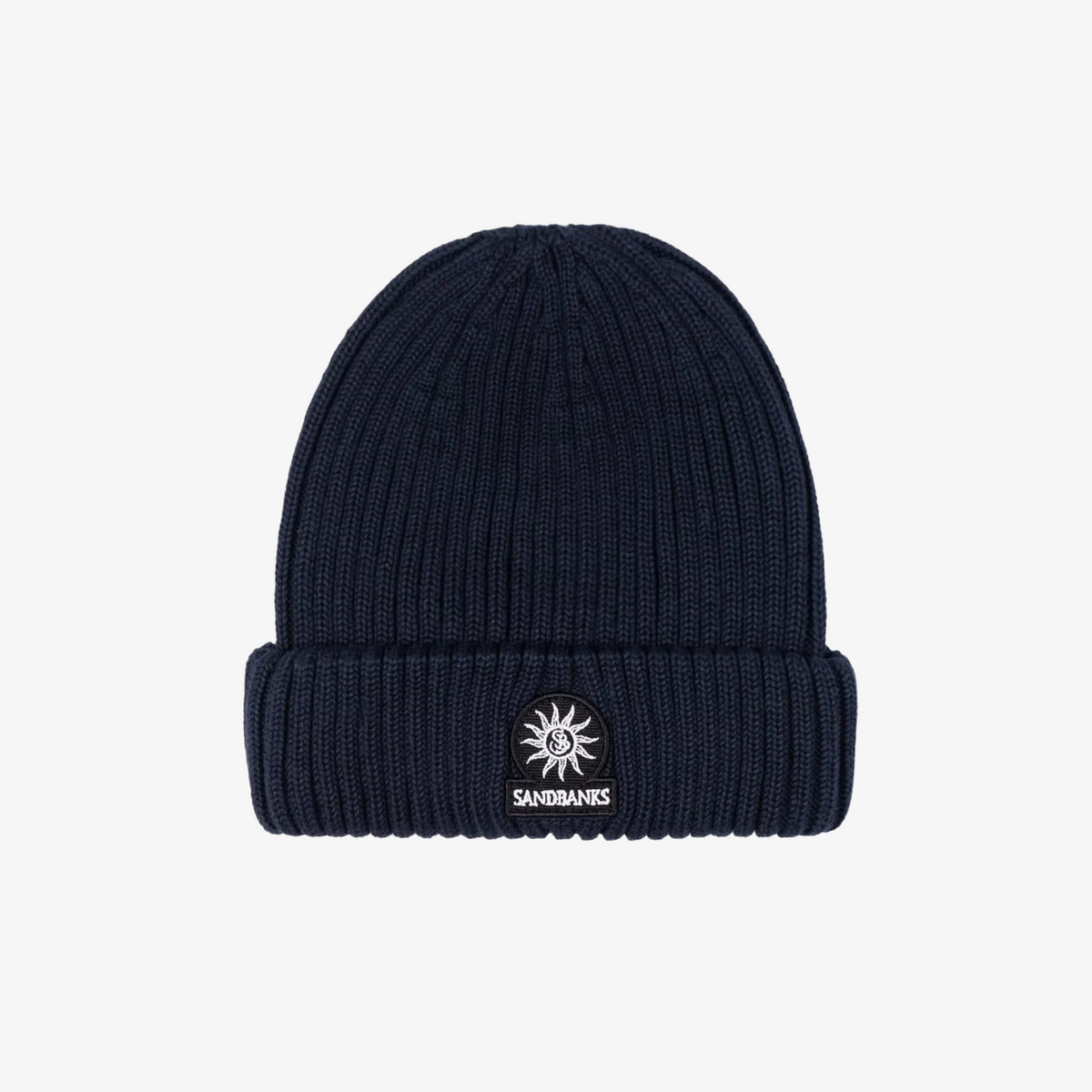 Sandbanks Merino Wool Ribbed Beanie - Navy
