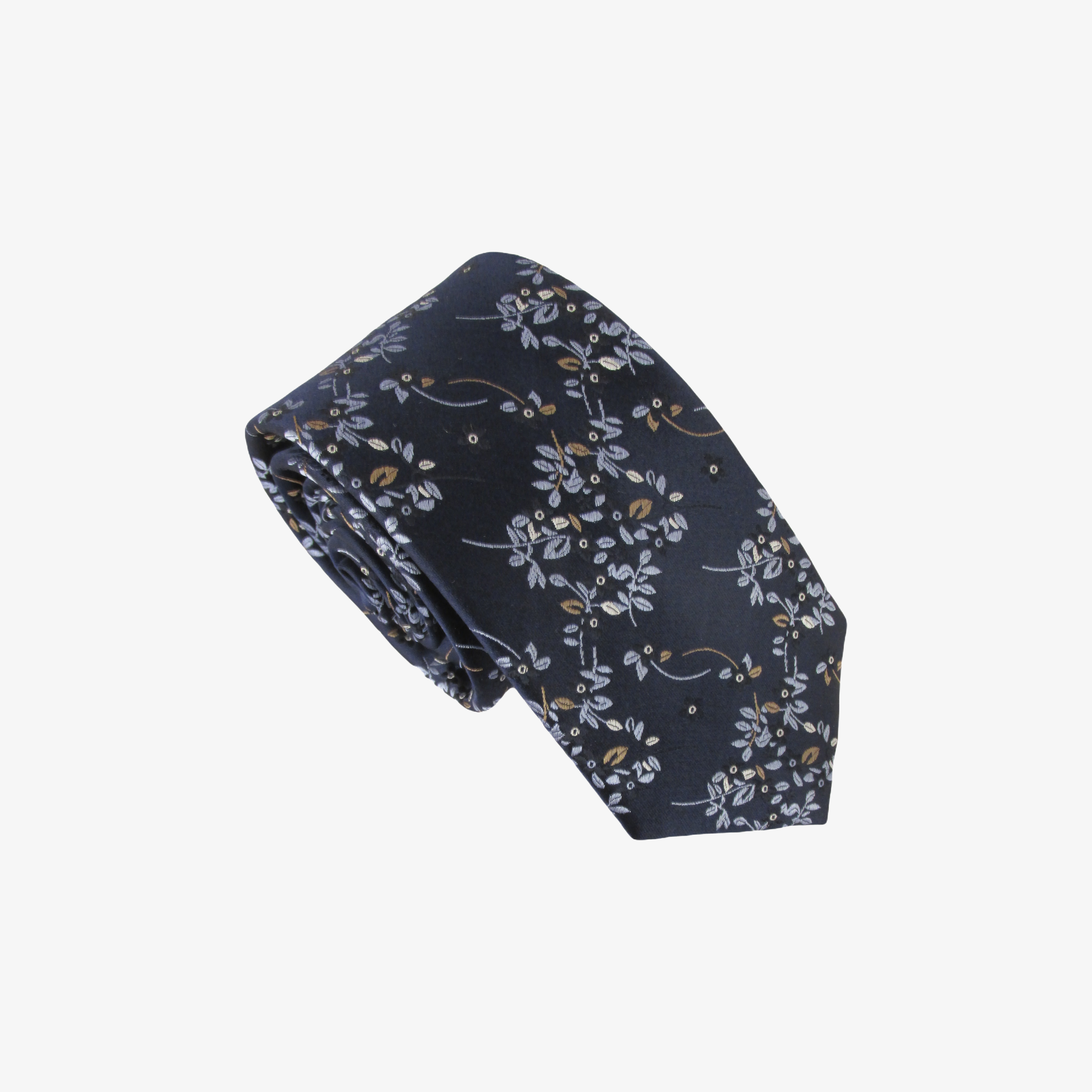 Van Buck Floral Branch Silk Tie - Navy