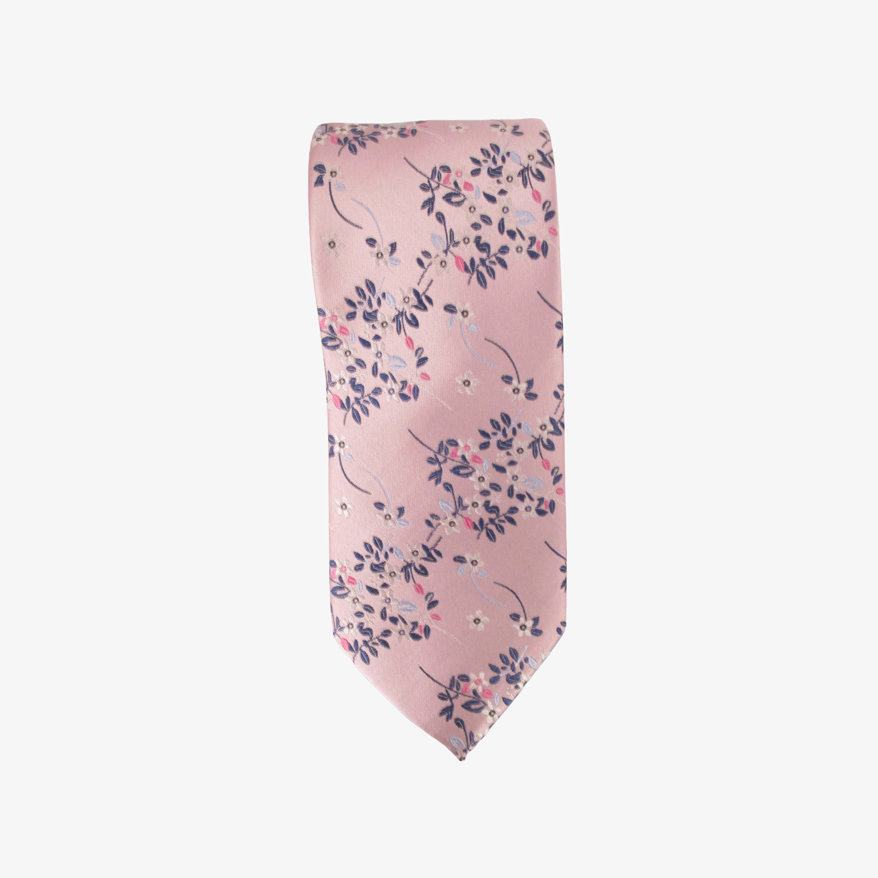 Van Buck Floral Branch Silk Tie - Pink