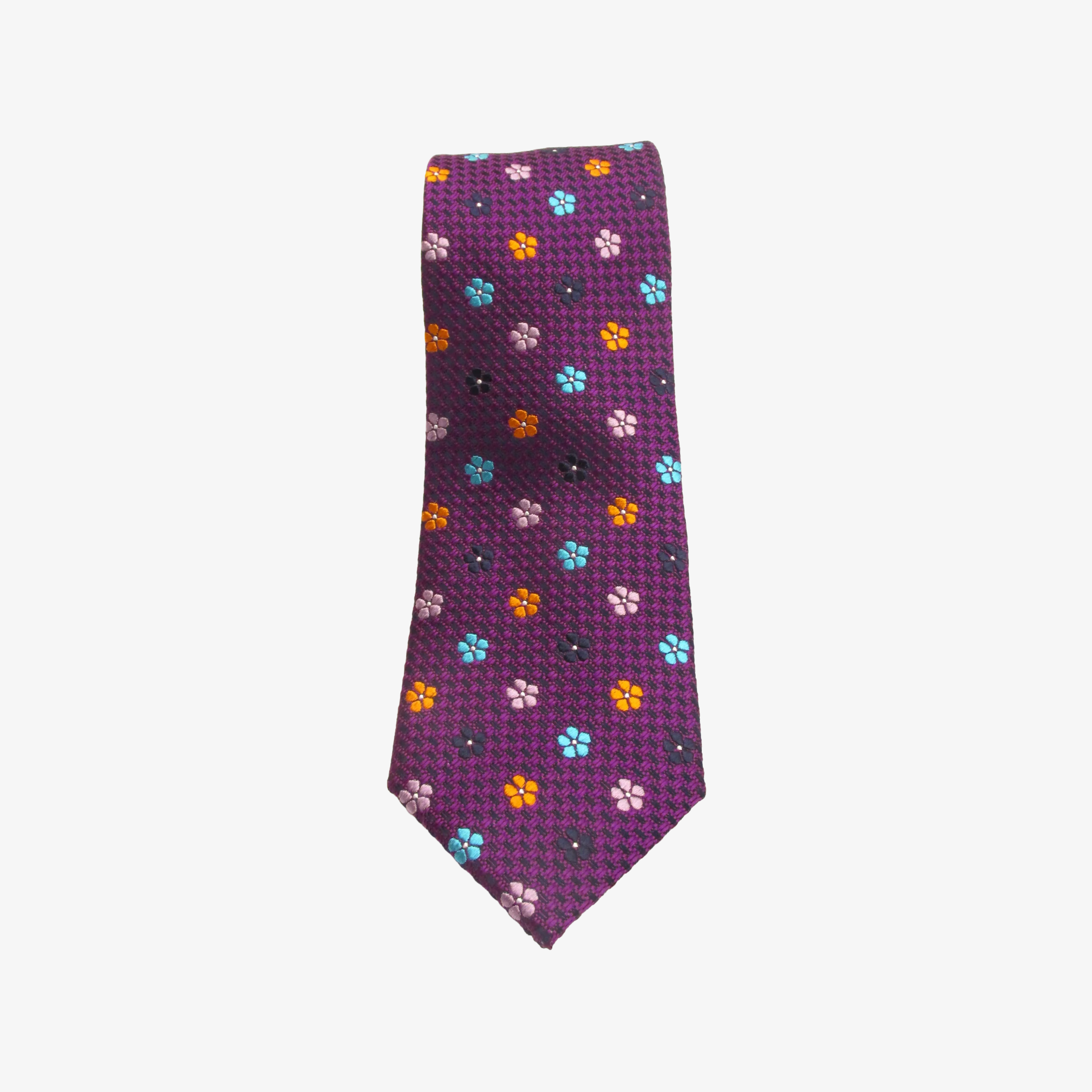 Van Buck Floral Silk Tie - Purple