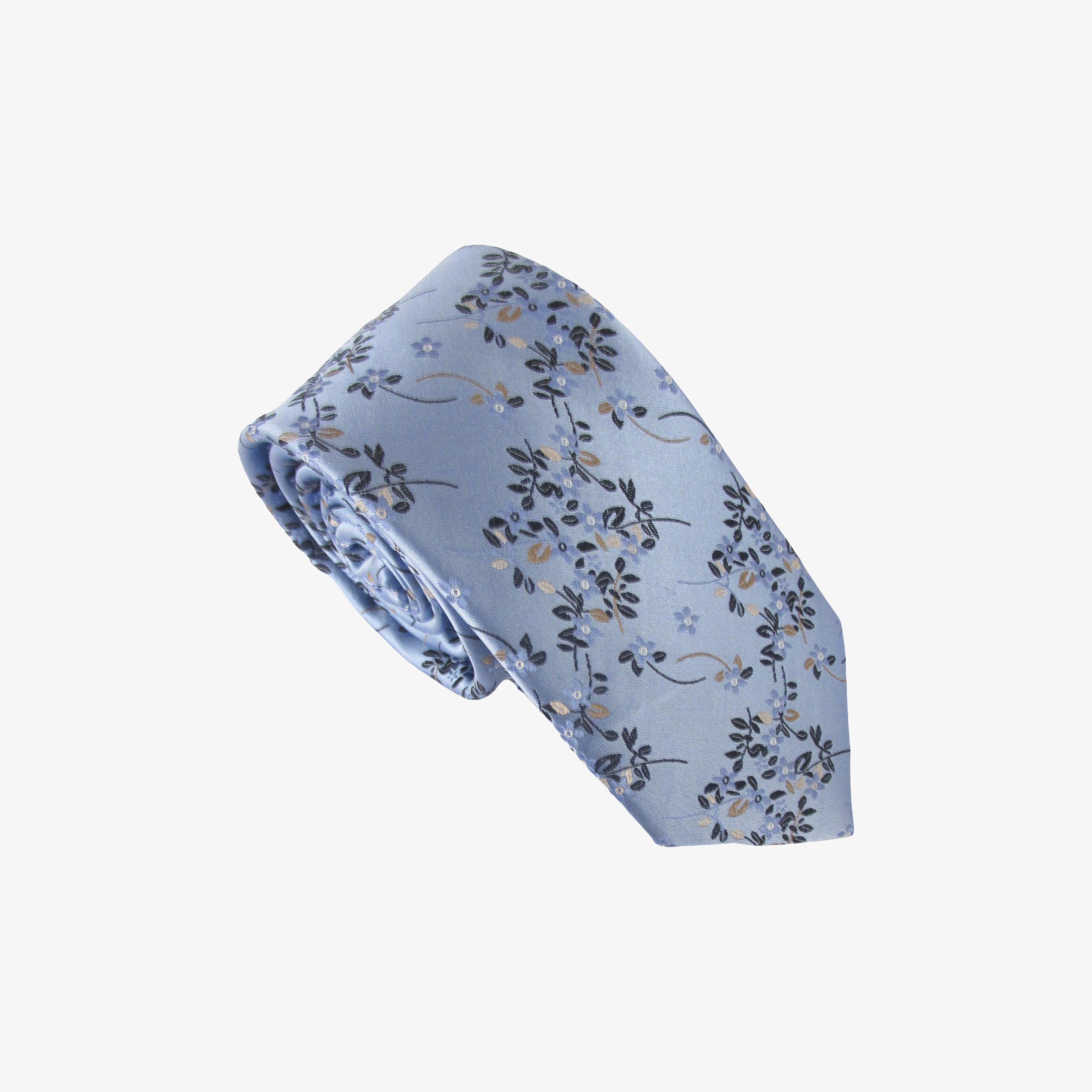 Van Buck Floral Branch Silk Tie - Sky Blue