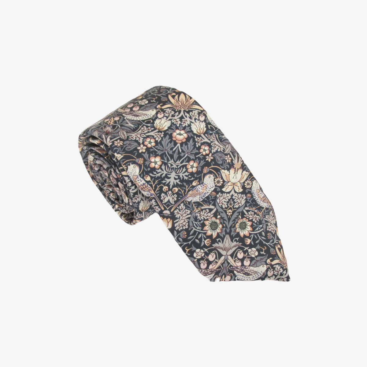 Van Buck Liberty Strawberry Thief Silk Tie - Silver