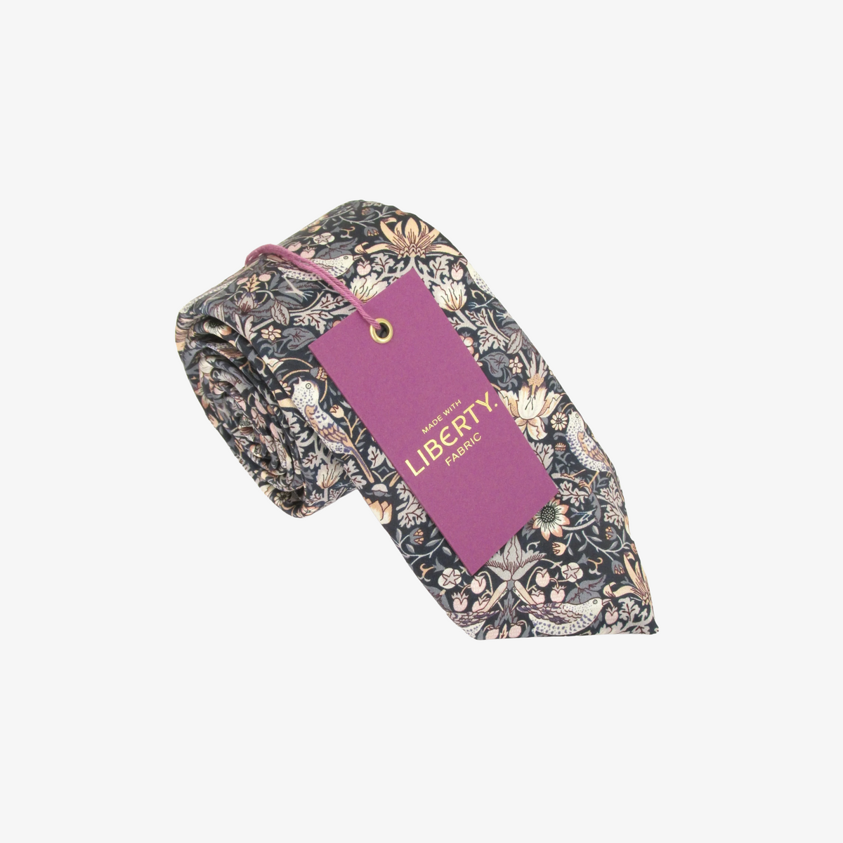 Van Buck Liberty Strawberry Thief Silk Tie - Silver