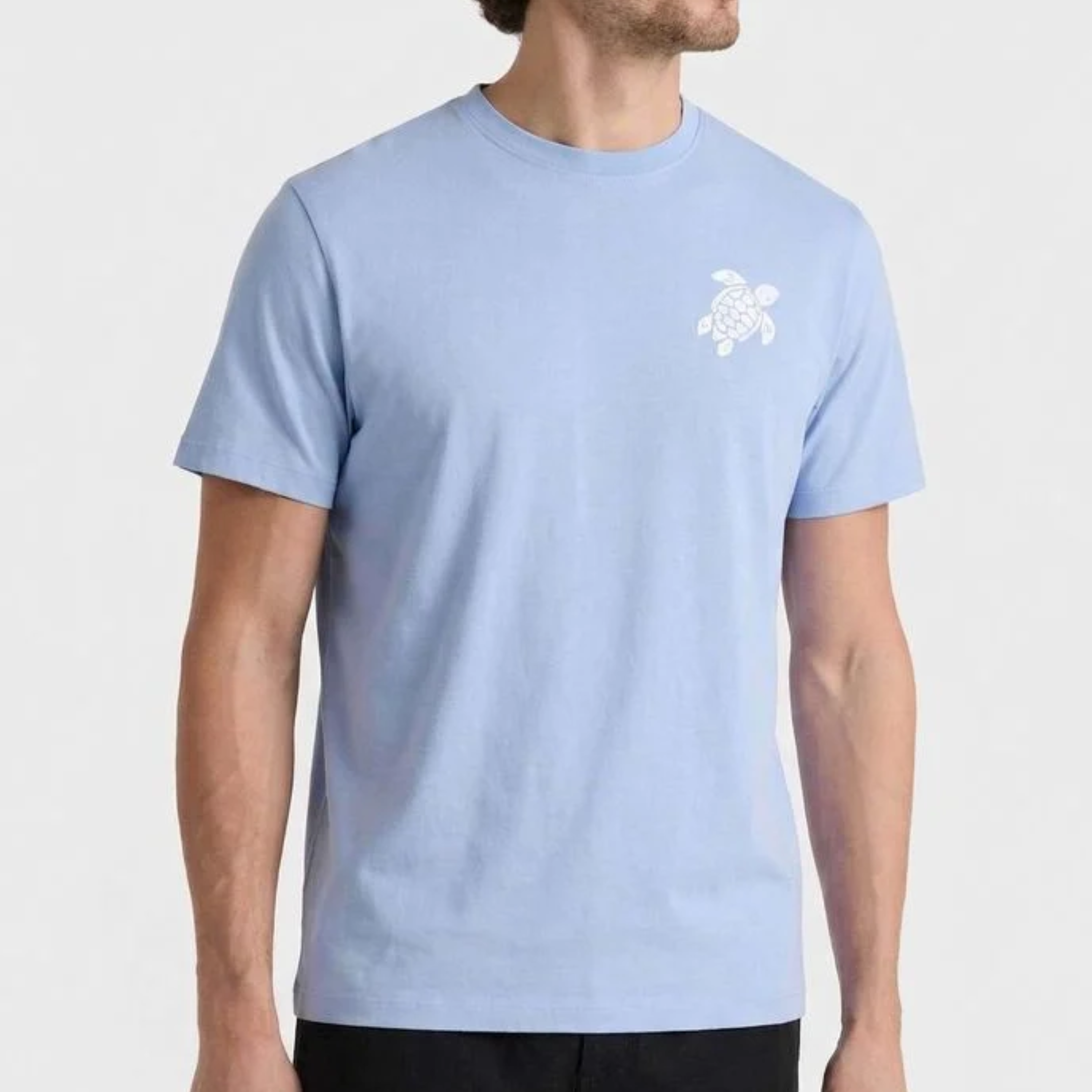Vilebrequin Cotton T Shirt With Embroidered Turtle - Cloudy Blue