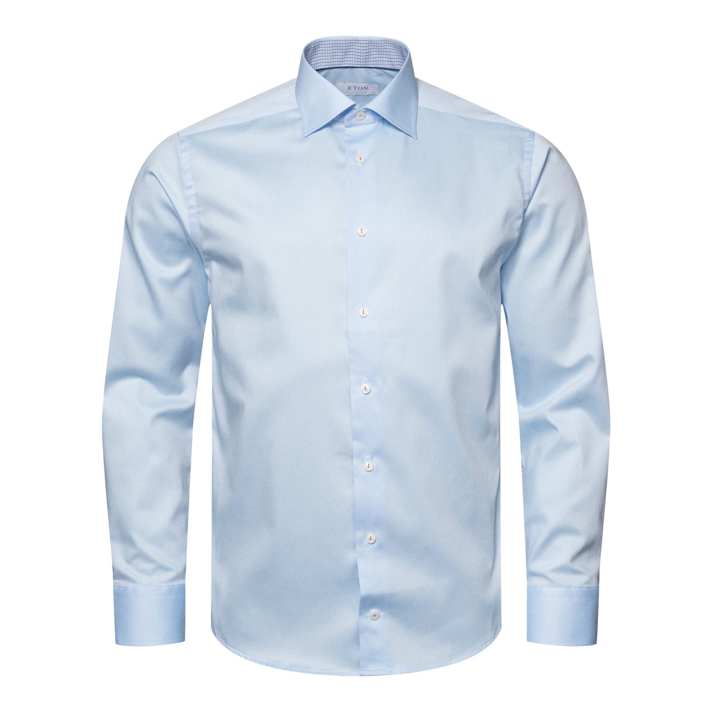 Eton Slim Fit Stretch Twill Shirt Light Blue with Print Trim 10000448920