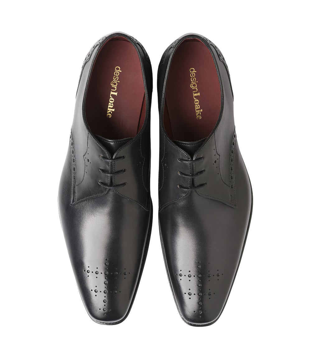 Loake Hannibal Shoes - Black Calf Punched