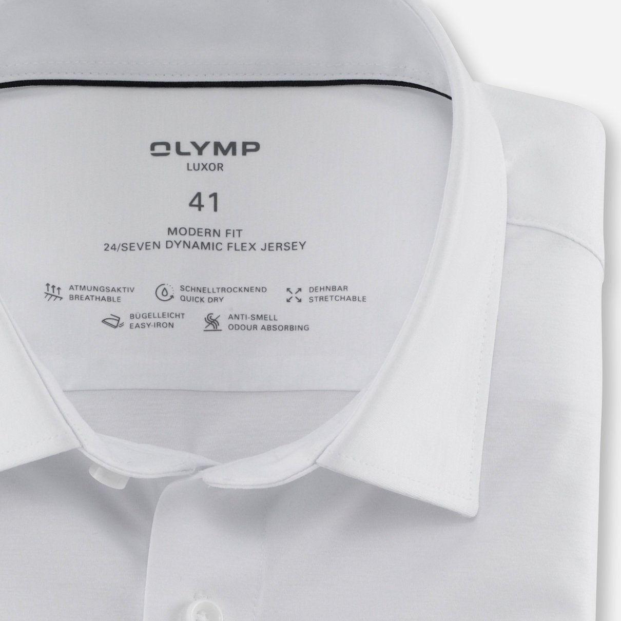 Olymp Luxor 24/Seven Slim Fit Flex Jersey Shirt - White