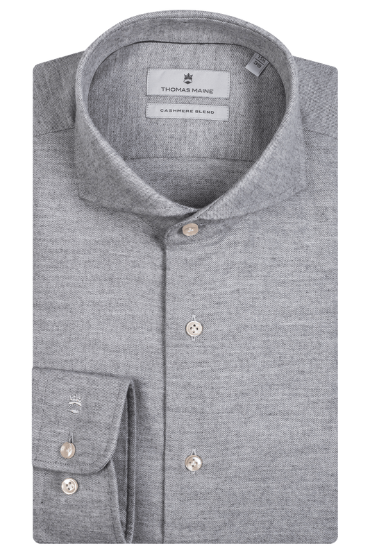 Thomas Maine Cotton-Cashmere Shirt - Light Grey