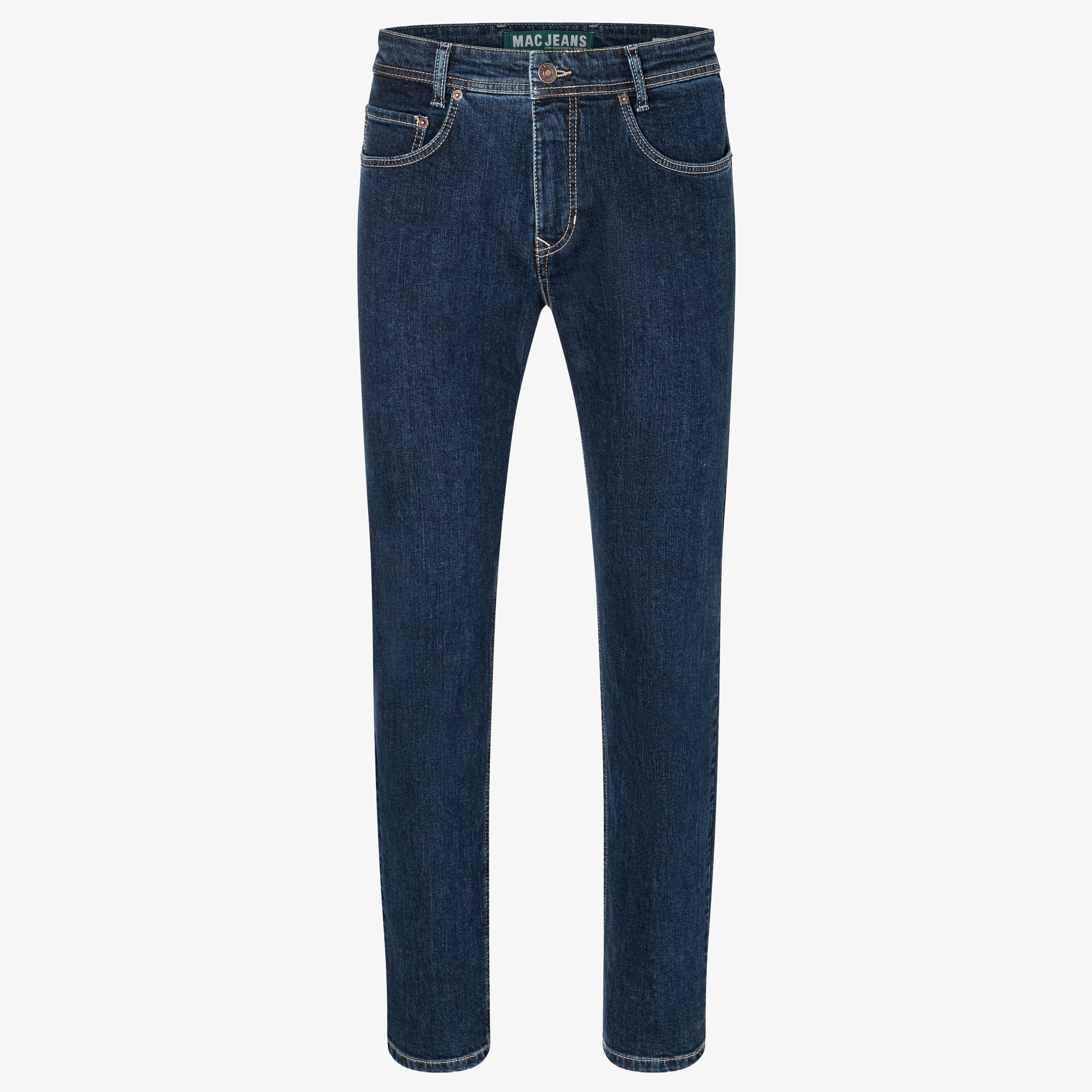 Mac Arne Straight Fit Denim Jeans - Deep Blue Stonewash
