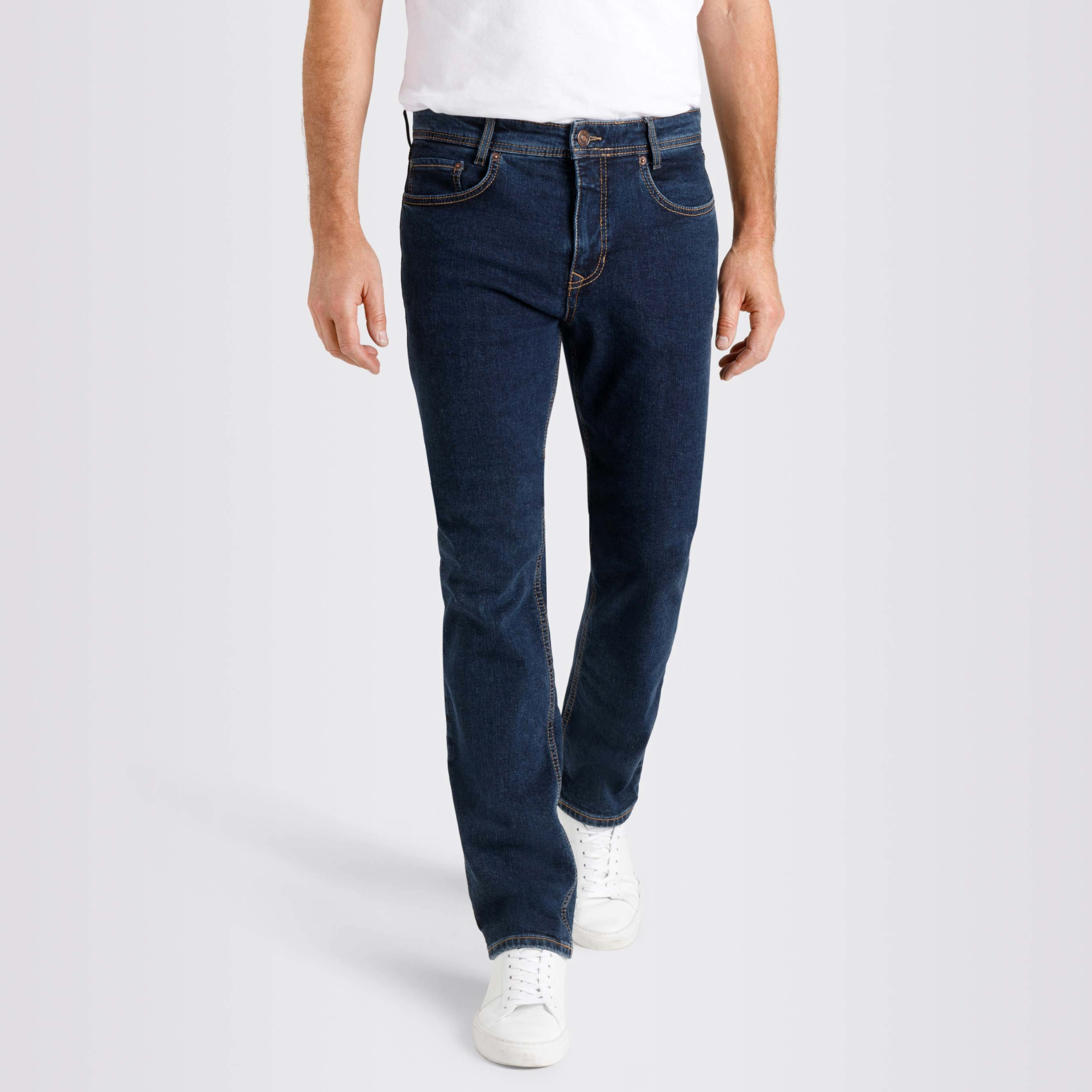 Mac Arne Straight Fit Denim Jeans - Deep Blue Stonewash