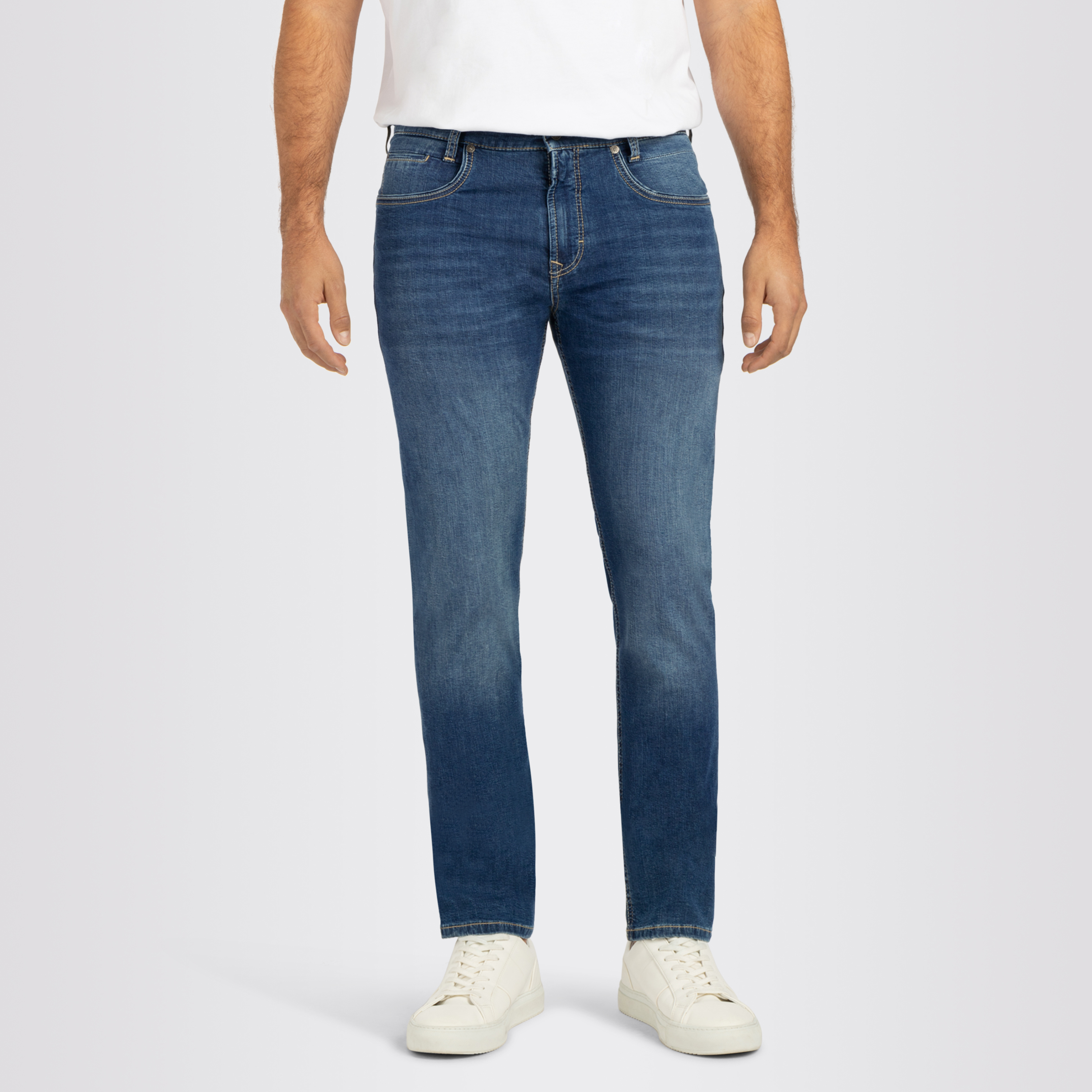 Mac Arne Pipe Light-Weight Denim Jeans - Mid Blue Authentic