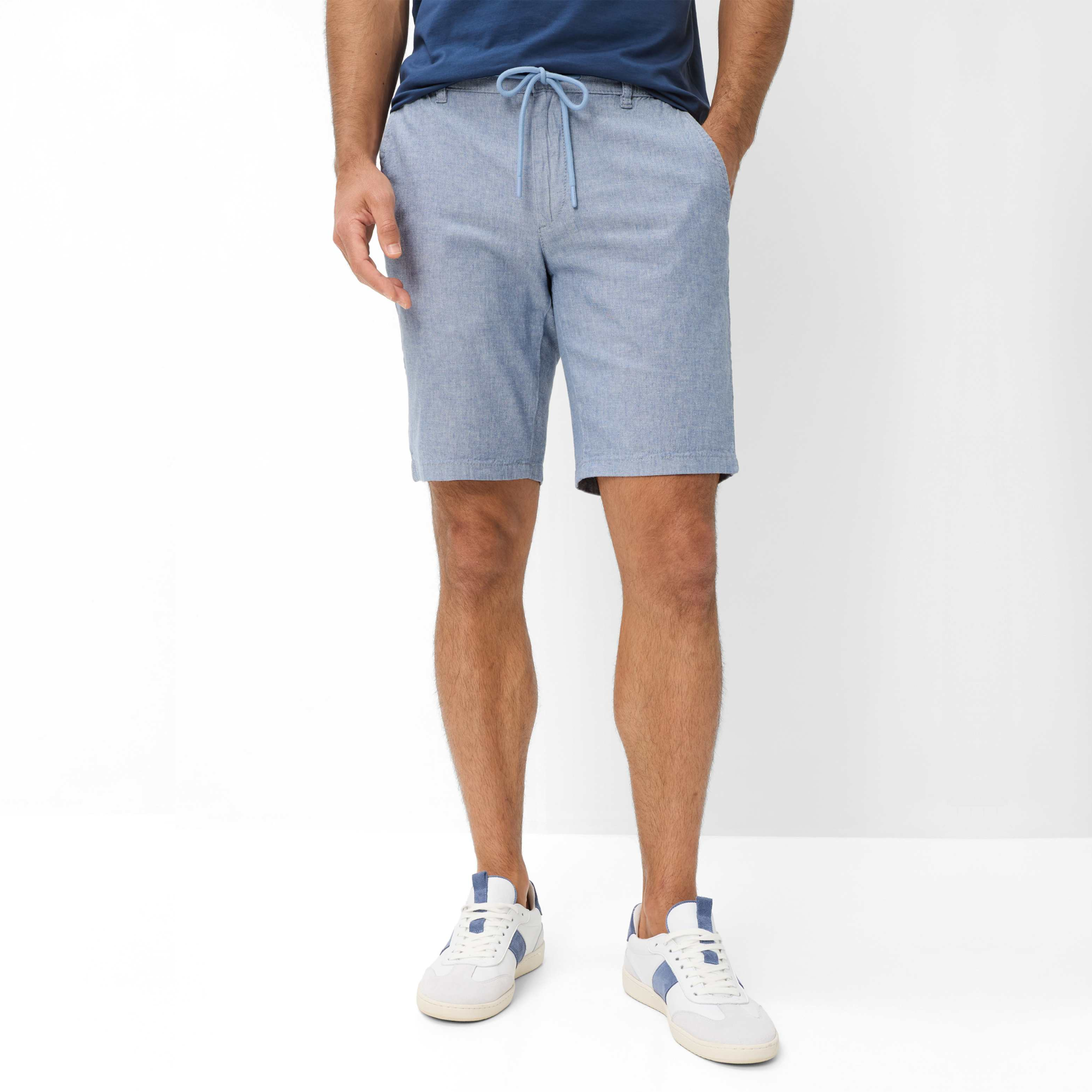 Brax Balu Cotton-Linen Shorts - Blue