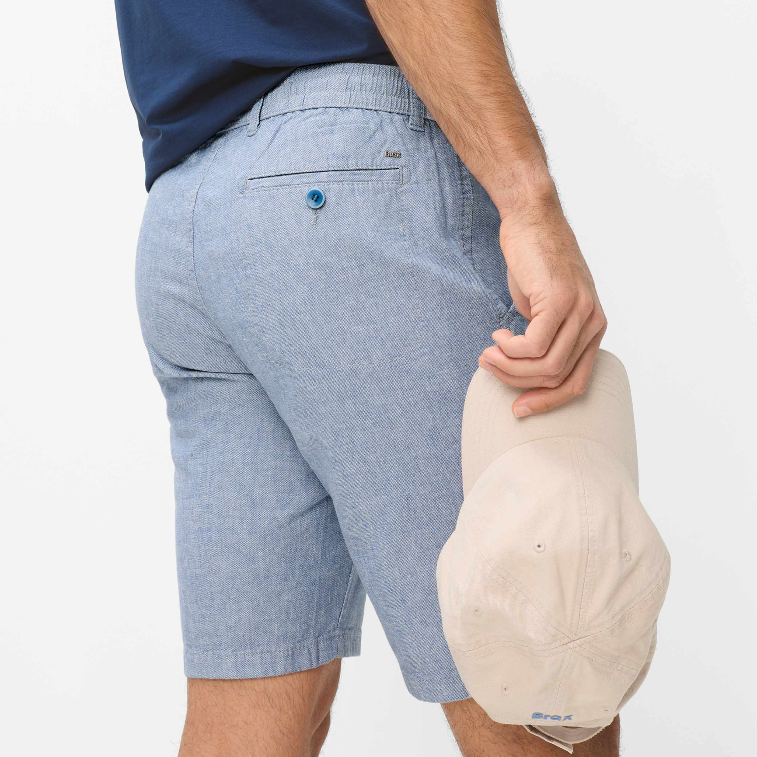 Brax Balu Cotton-Linen Shorts - Blue