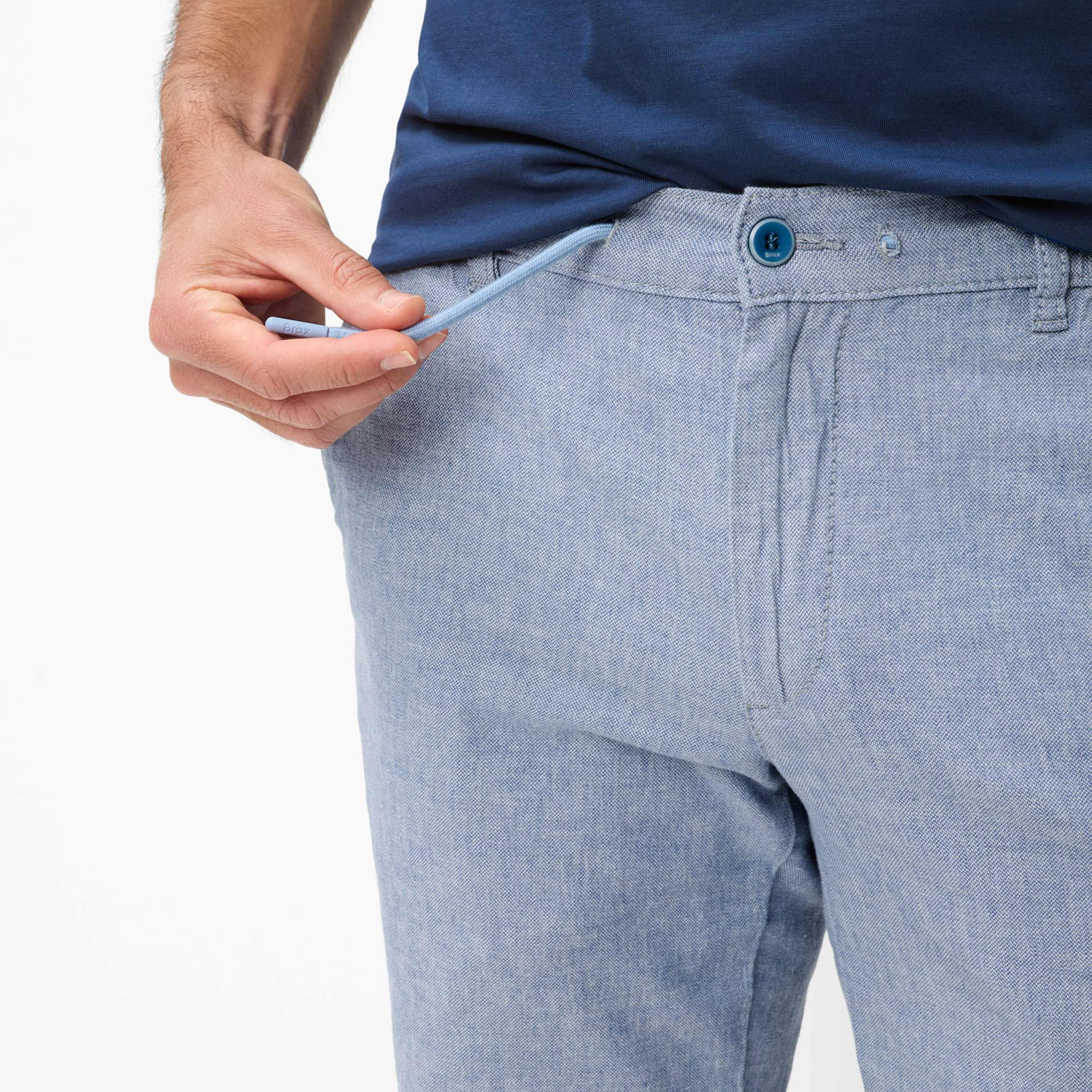 Brax Balu Cotton-Linen Shorts - Blue