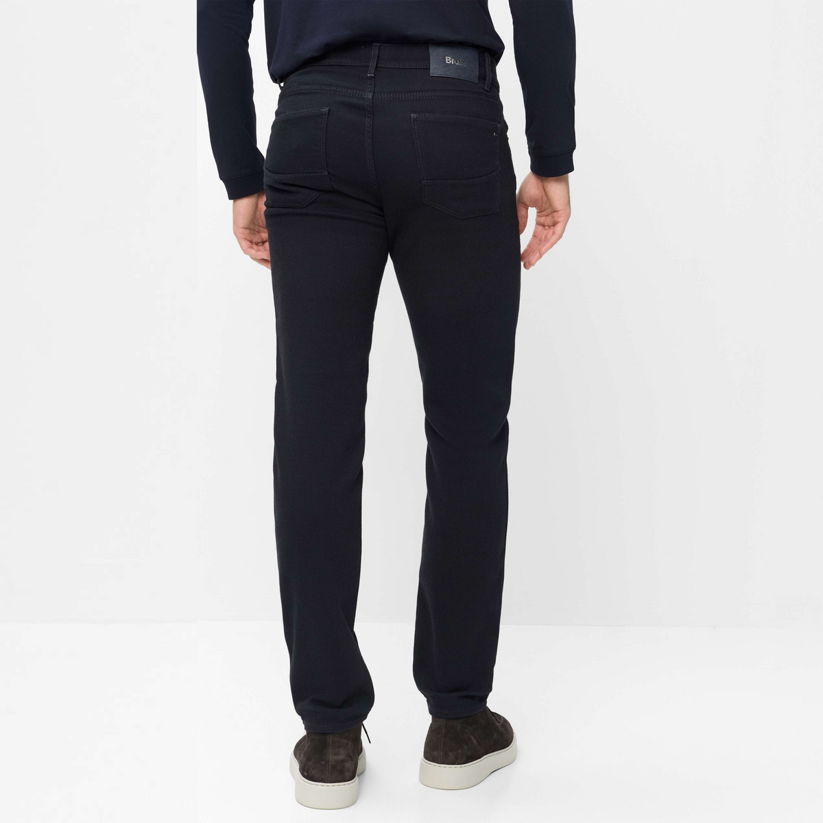 Brax Cadiz Woo-Look Straight Fit Trousers - Navy
