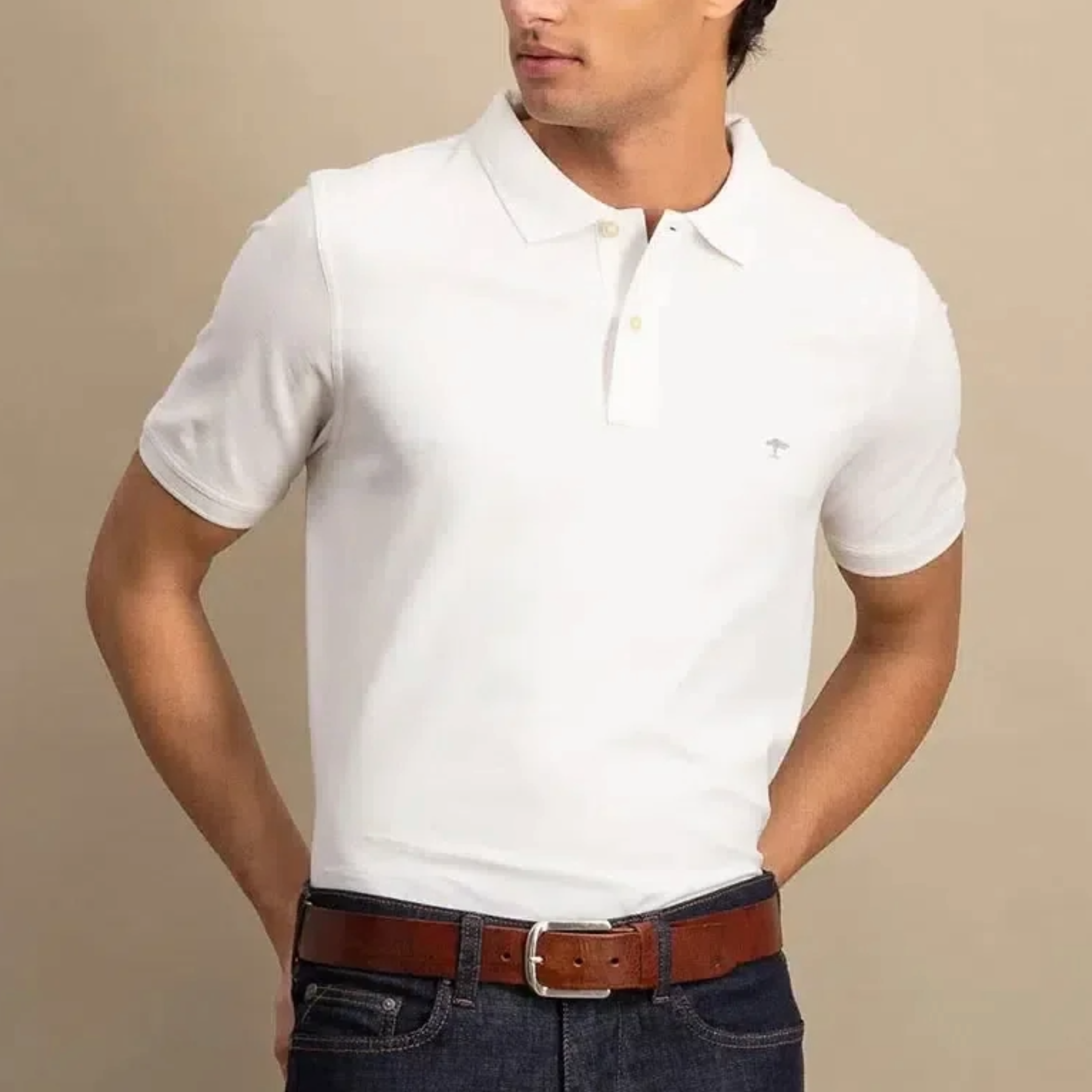 Fynch-Hatton Premium Cotton Polo Shirt - White