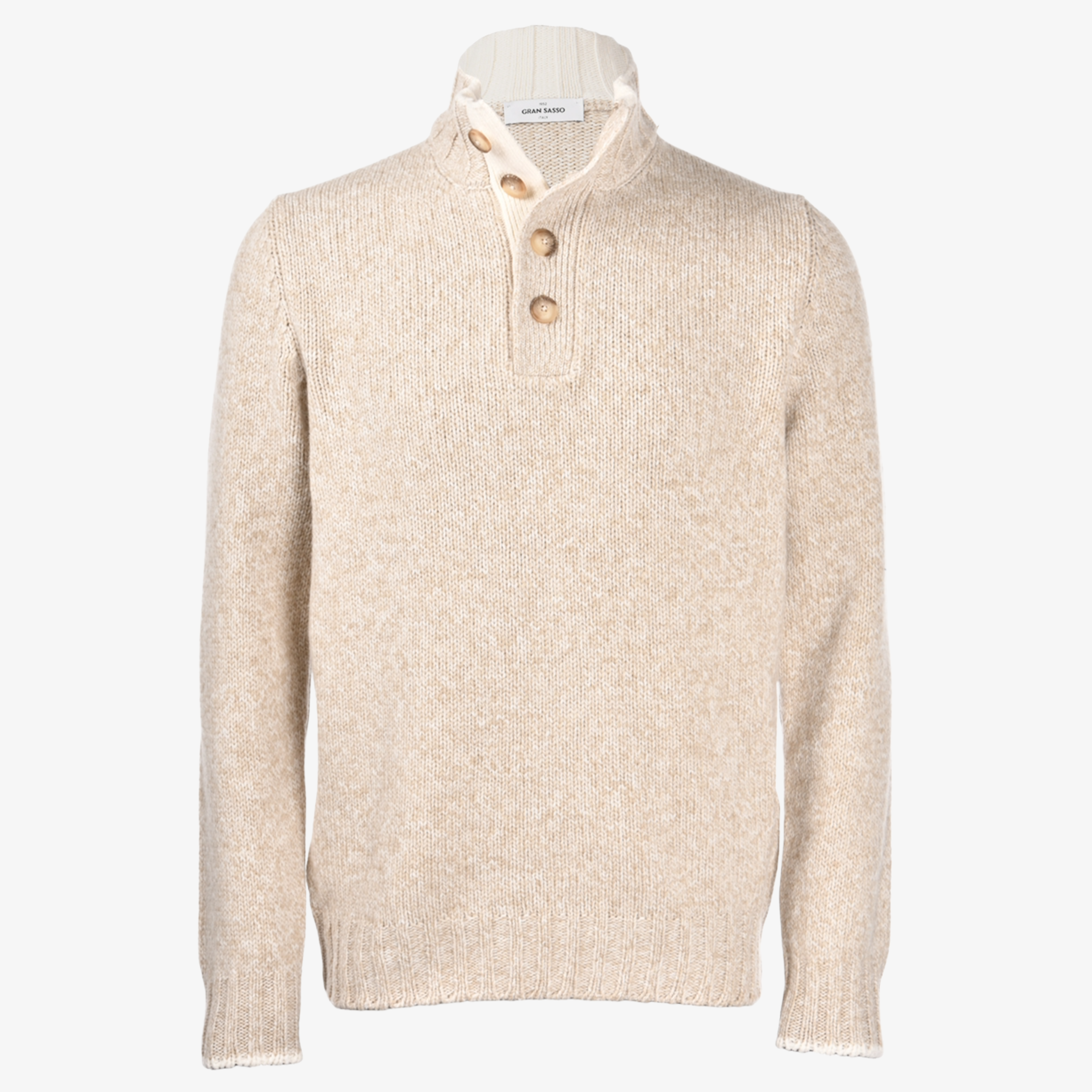 Gran Sasso 4 Button Knitted Jumper - Light Beige