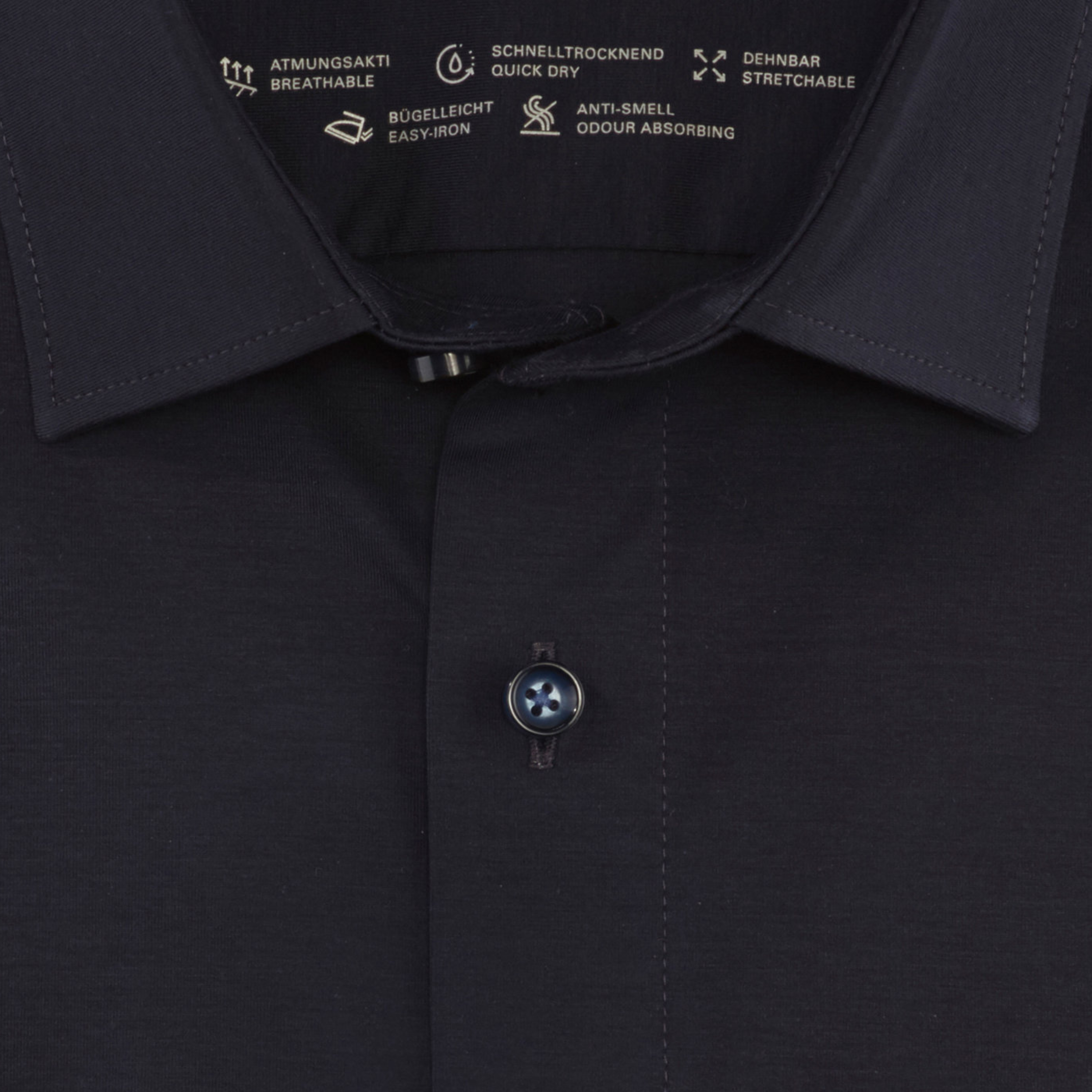 Olymp Luxor 24/Seven Slim Fit Flex Jersey Shirt - Marine