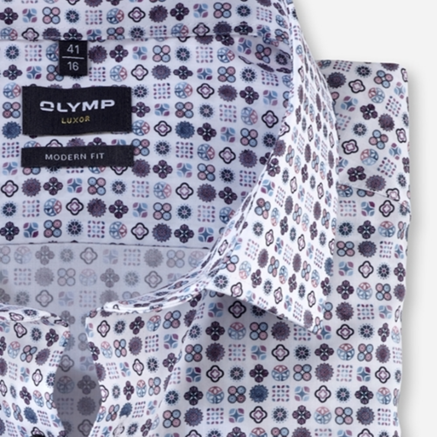 Olymp Luxor Modern Fit Print Shirt - Pink