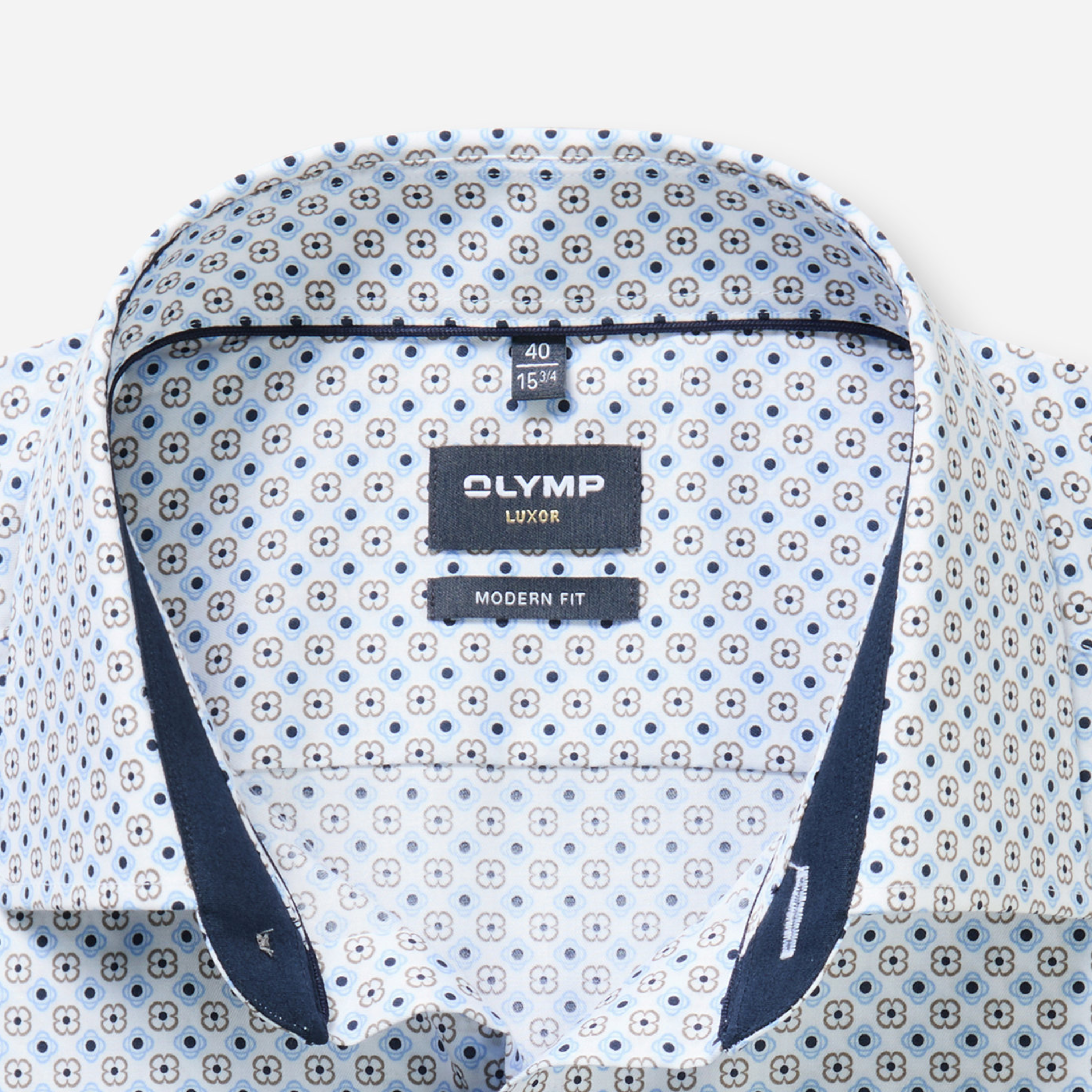 Olymp Luxor Modern Fit Print Shirt - White