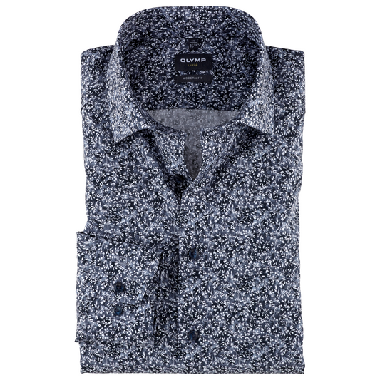 Olymp Luxor Modern Fit Print Shirt - Navy