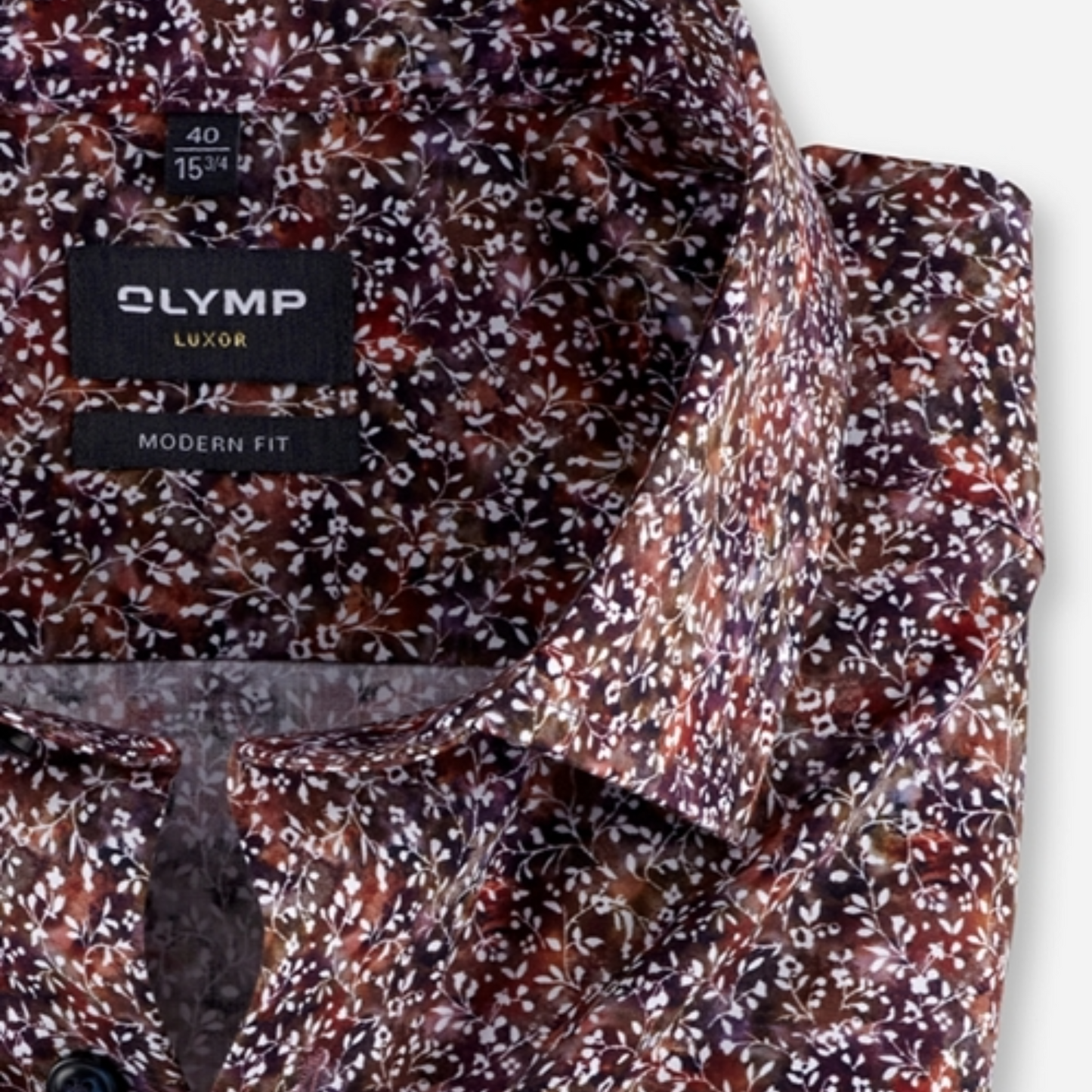 Olymp Luxor Modern Fit Print Shirt - Plum