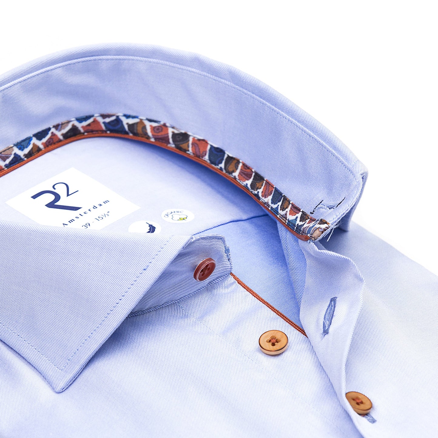 R2 Amsterdam Shirt with Contrast Details - Light Blue