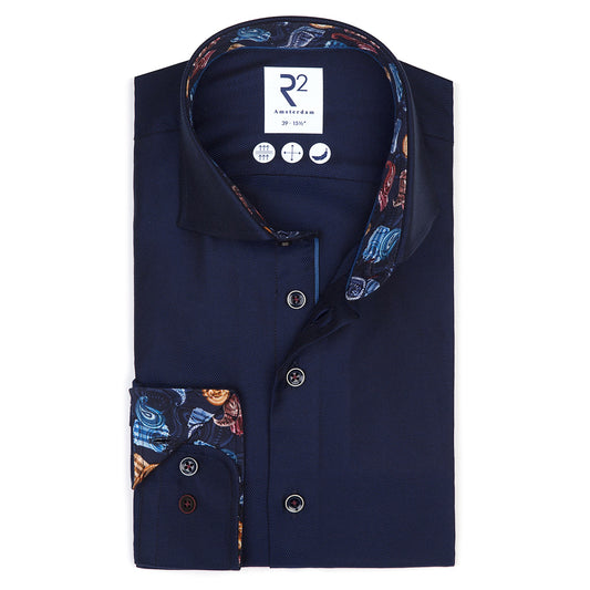 R2 Amsterdam Shirt with Contrast Details - Navy