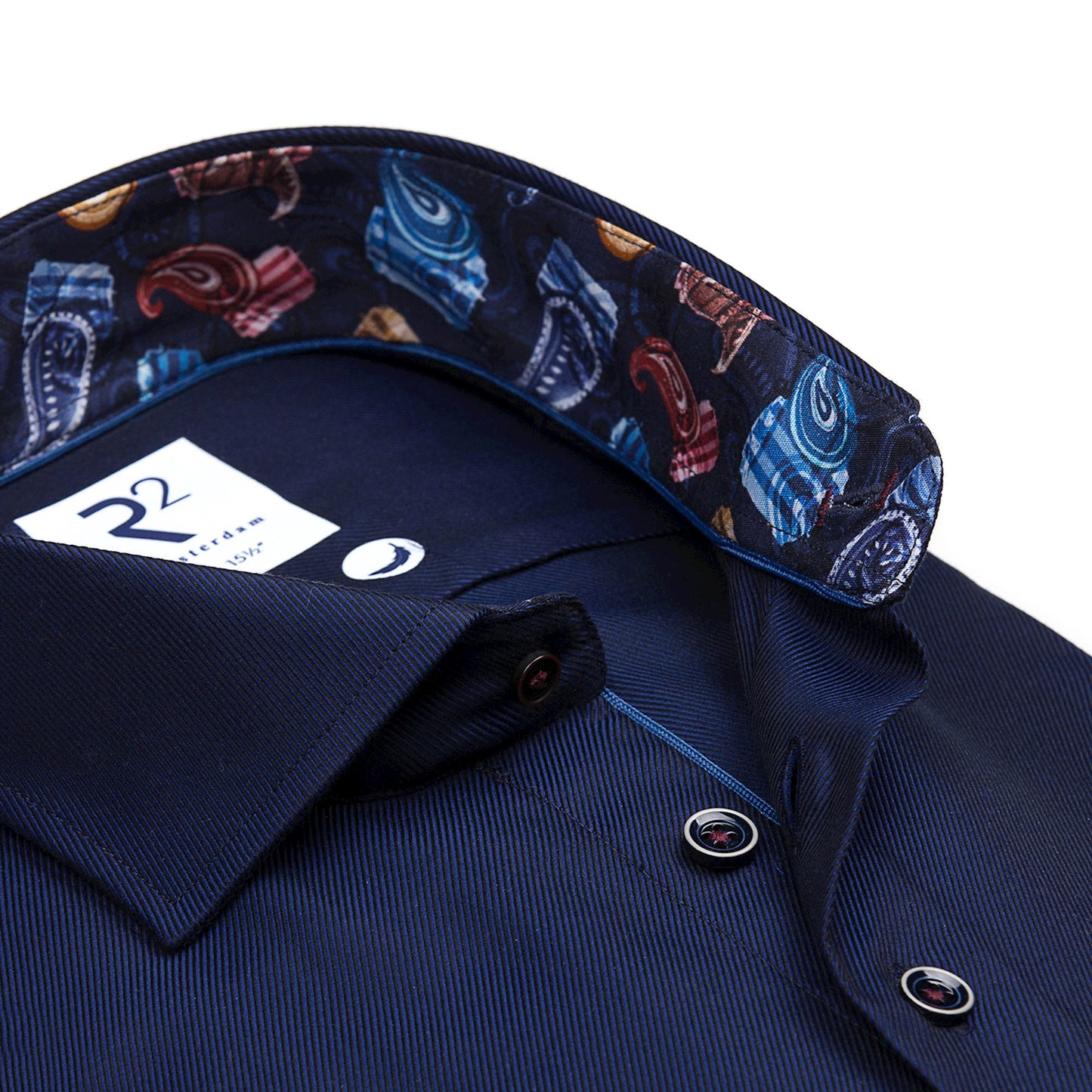R2 Amsterdam Shirt with Contrast Details - Navy