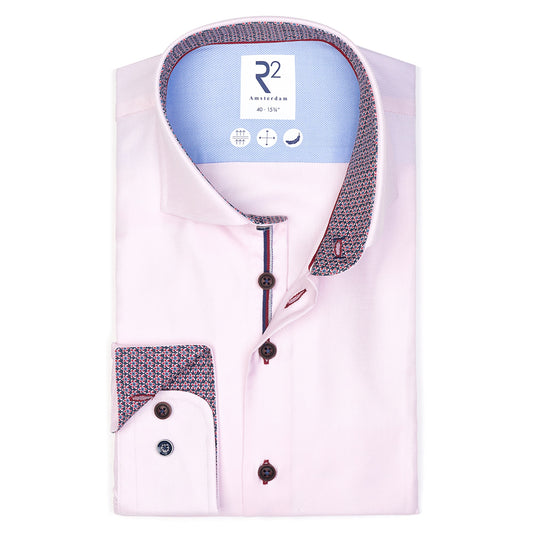 R2 Amsterdam Shirt with Contrast Details - Light Pink