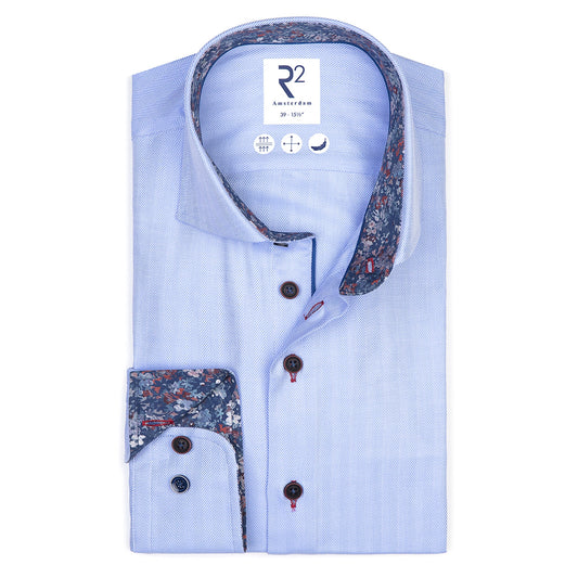 R2 Amsterdam Shirt with Contrast Details - Light Blue