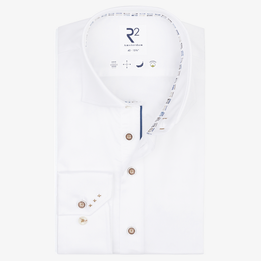 R2 Amsterdam 2 Ply Cotton Twill Shirt - White