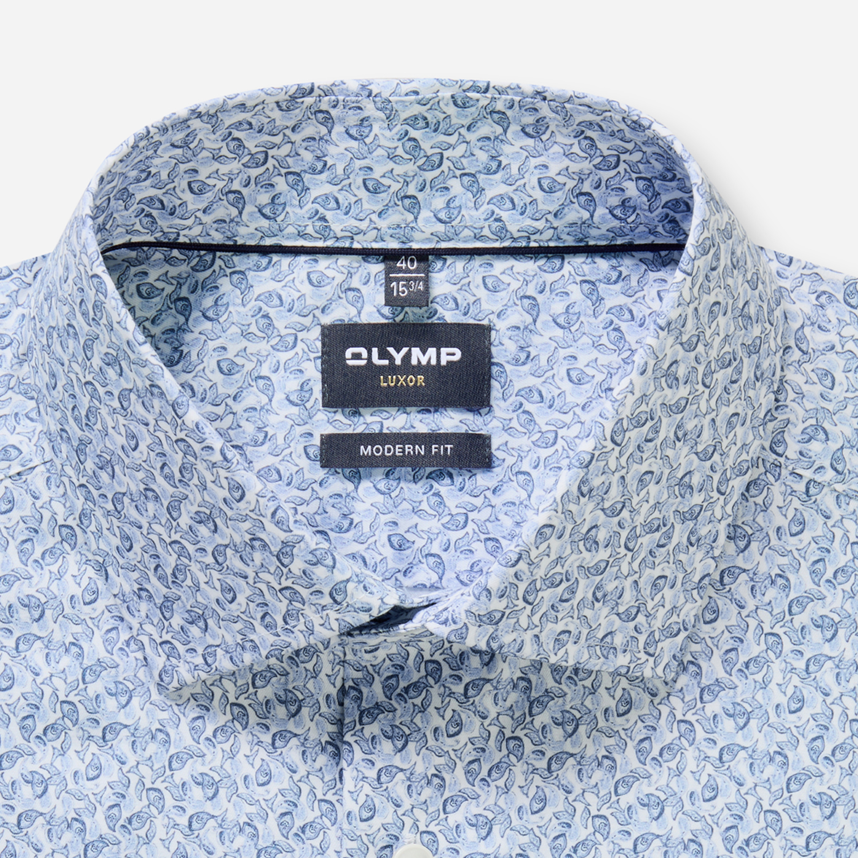 Olymp Luxor Modern Fit Print Shirt - Light Blue