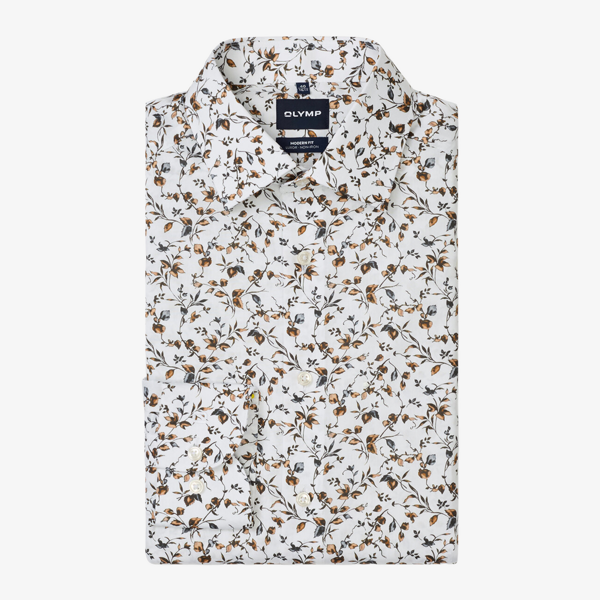 Olymp Luxor Modern Fit Floral Print Shirt - White