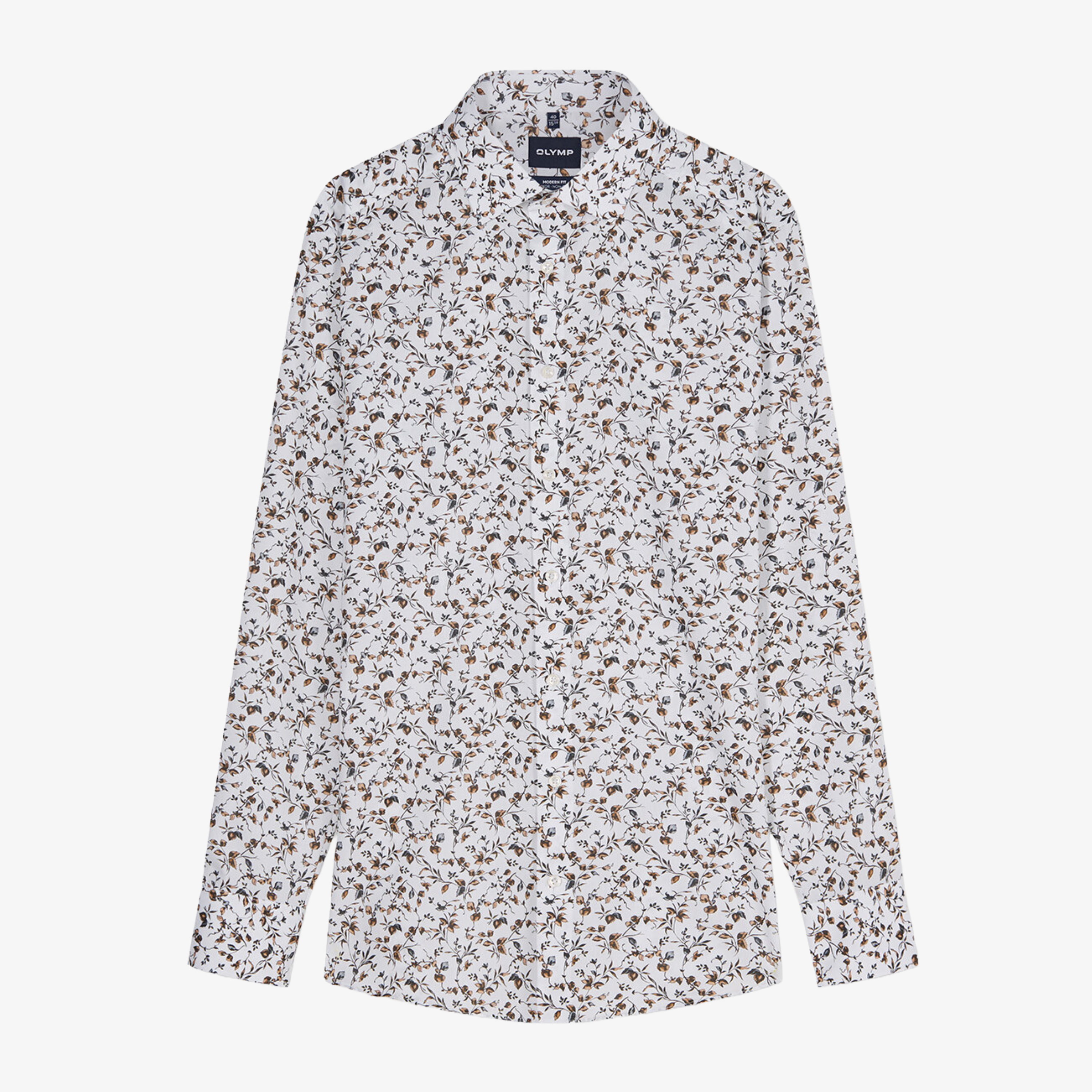 Olymp Luxor Modern Fit Floral Print Shirt - White