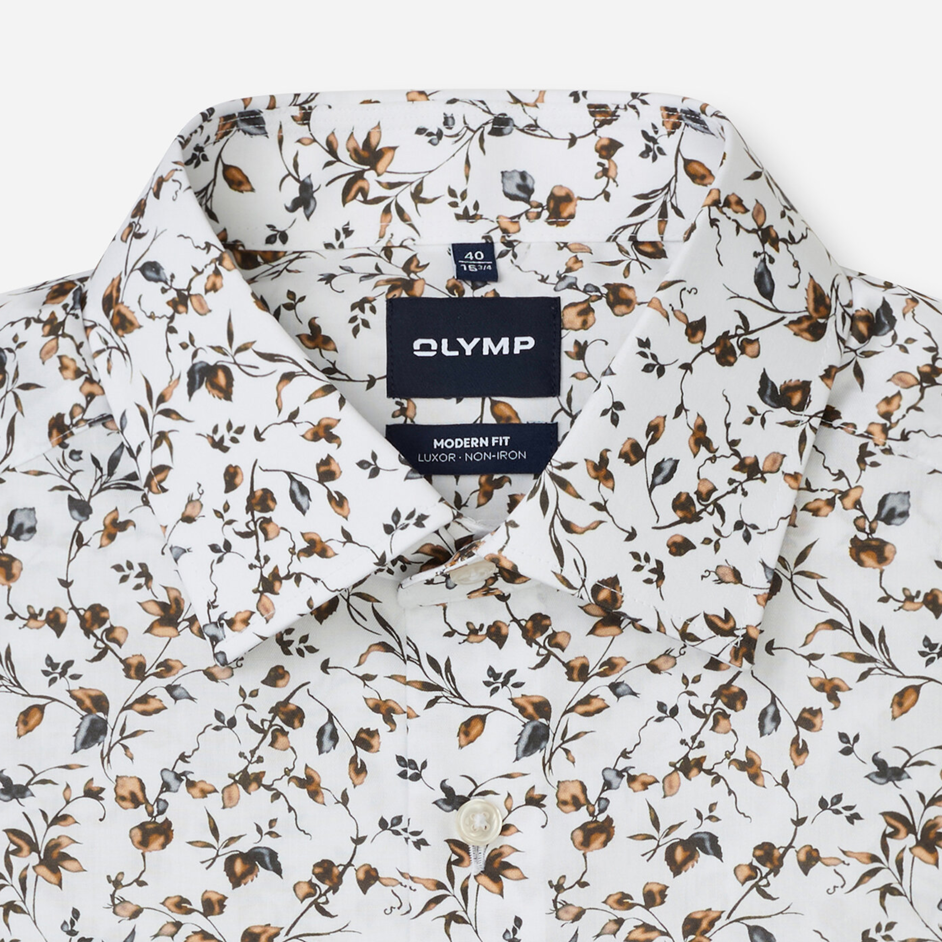 Olymp Luxor Modern Fit Floral Print Shirt - White