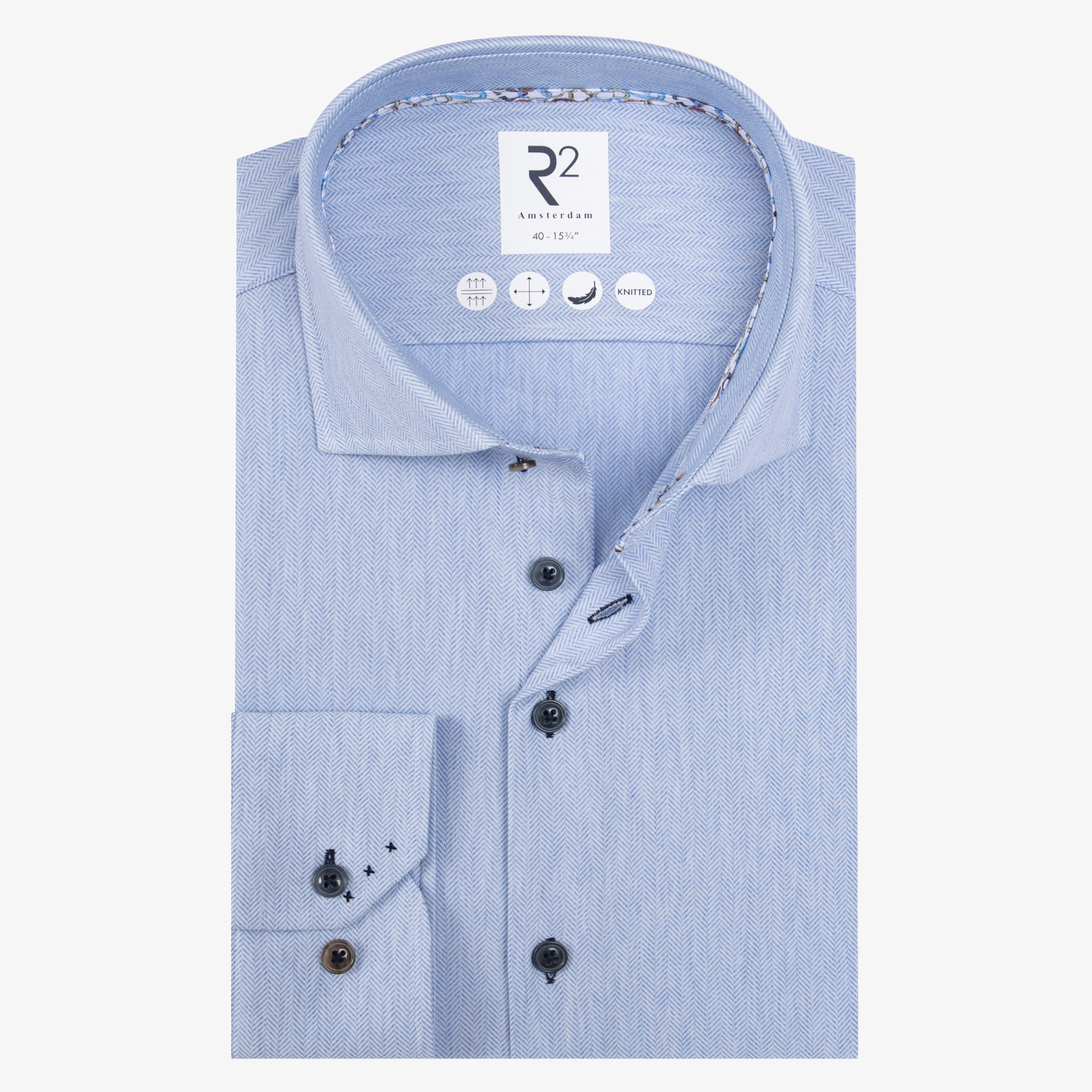 R2 Amsterdam Shirt With Contrast Trim - Light Blue