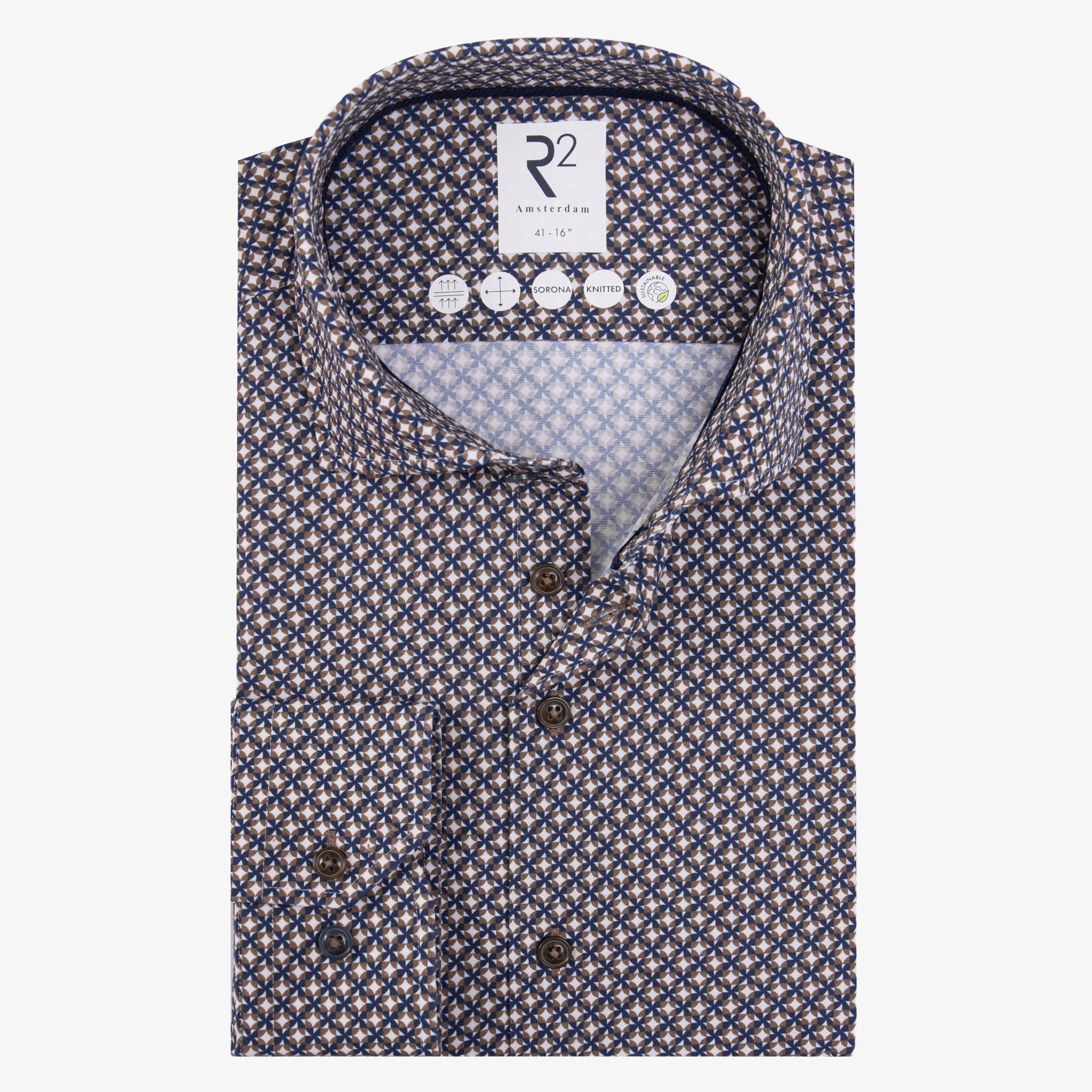 R2 Amsterdam Printed Shirt - Beige