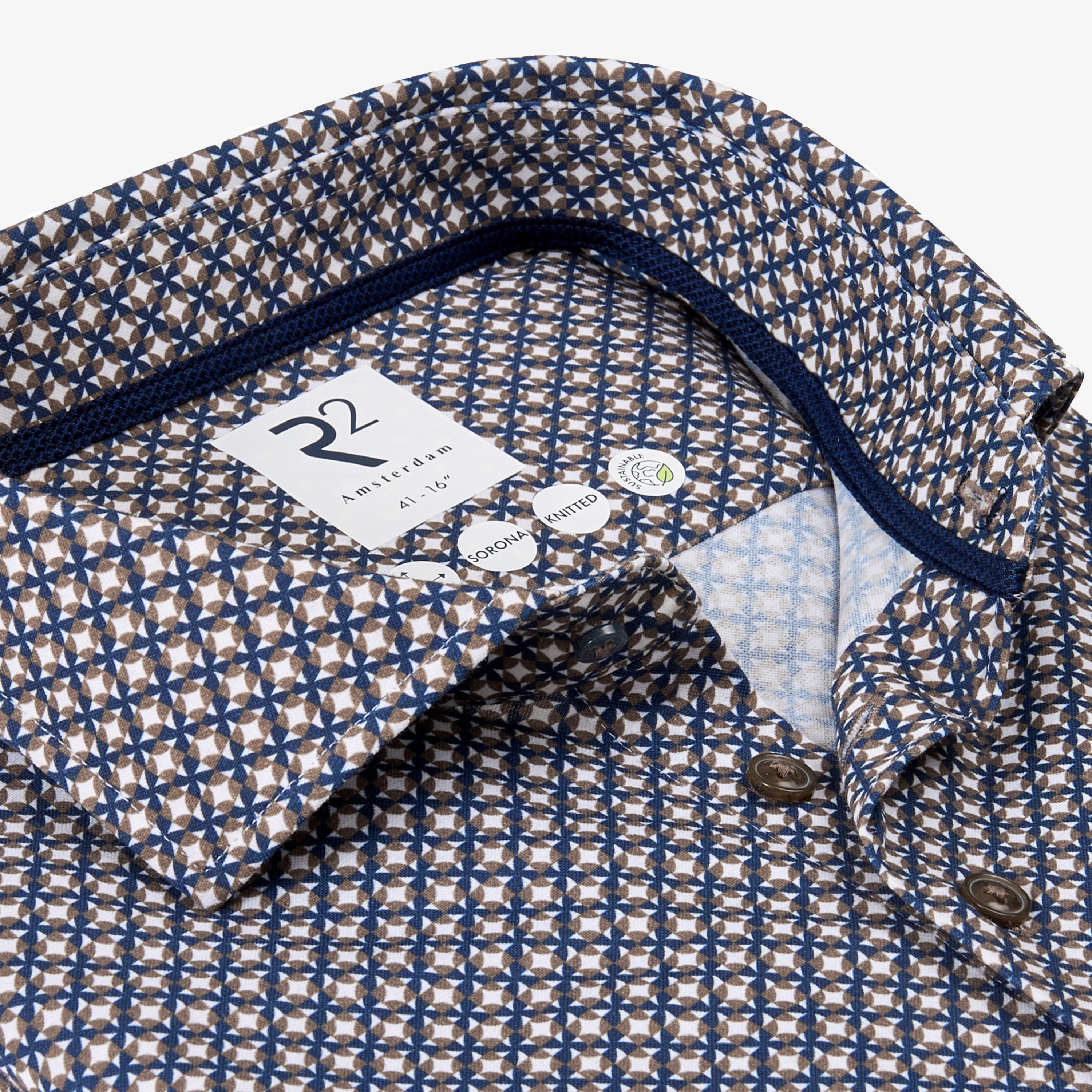 R2 Amsterdam Printed Shirt - Beige