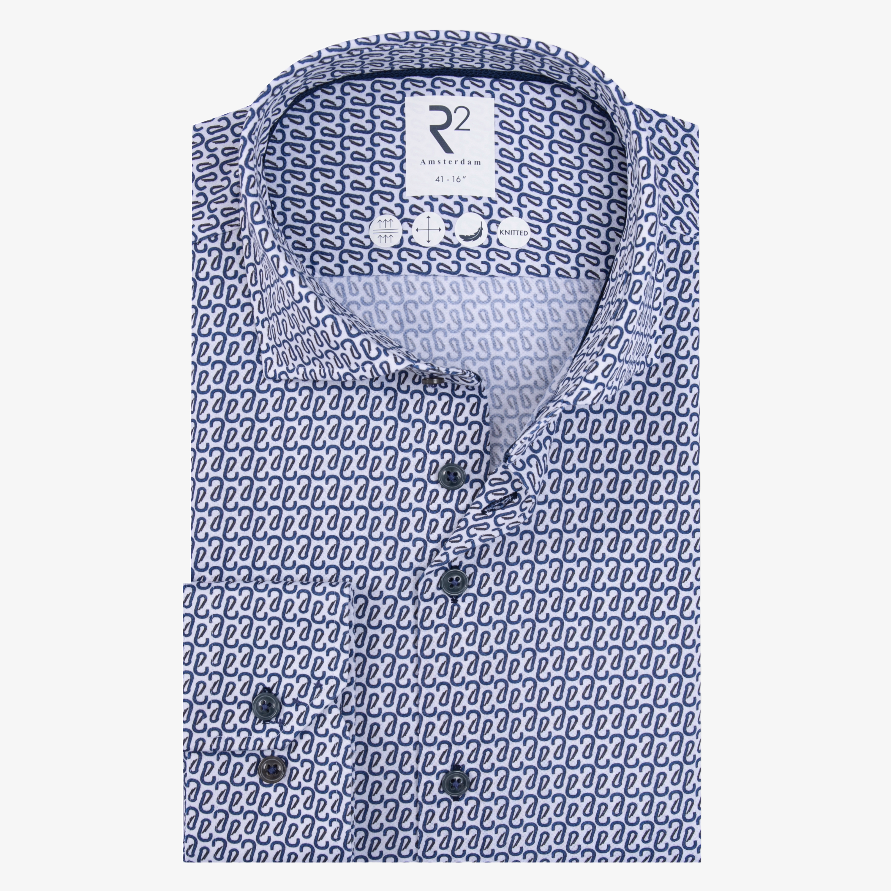 R2 Amsterdam Printed Shirt - Navy
